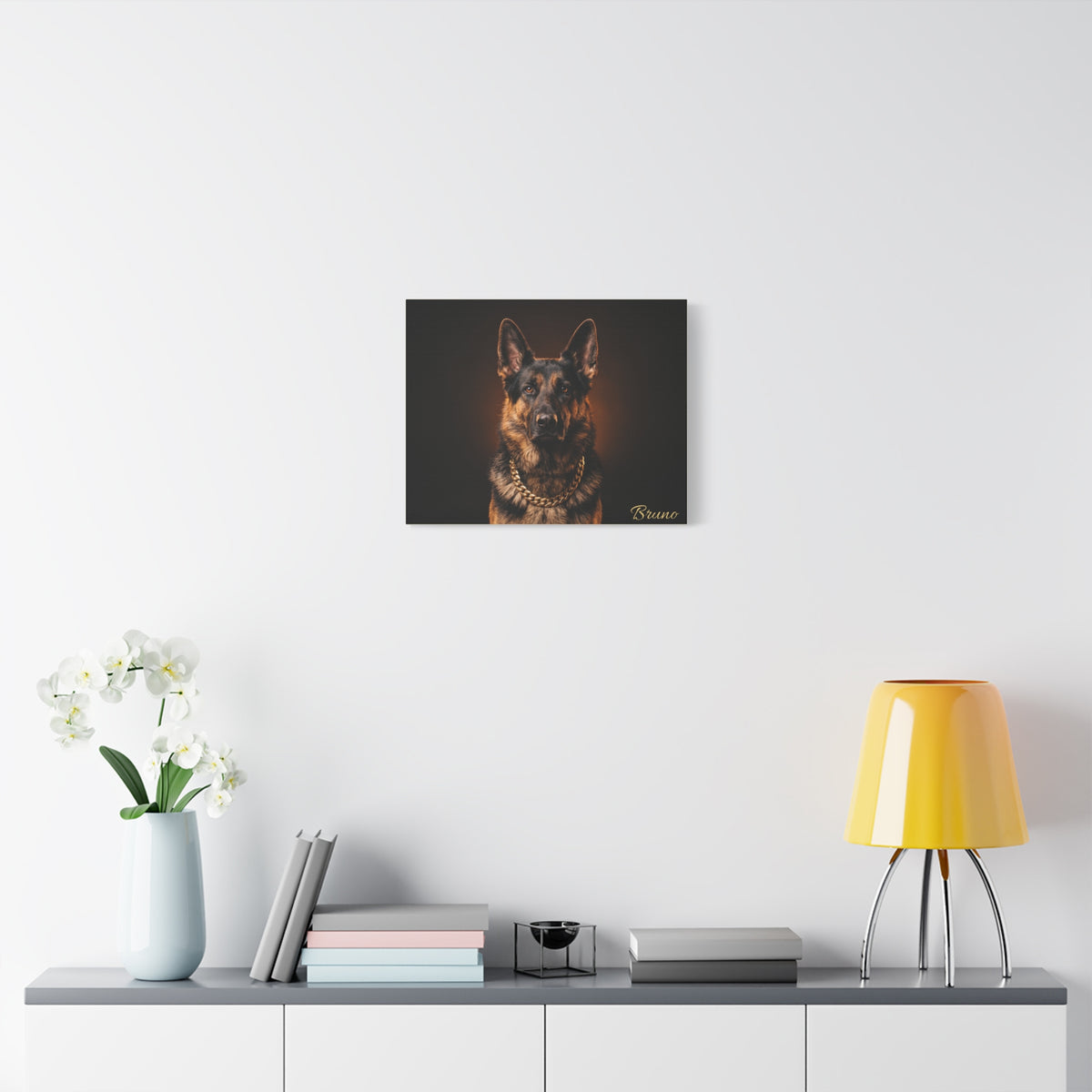 German Shepherd Personalized Canvas | Gold Chain Boss Dog Wall Art