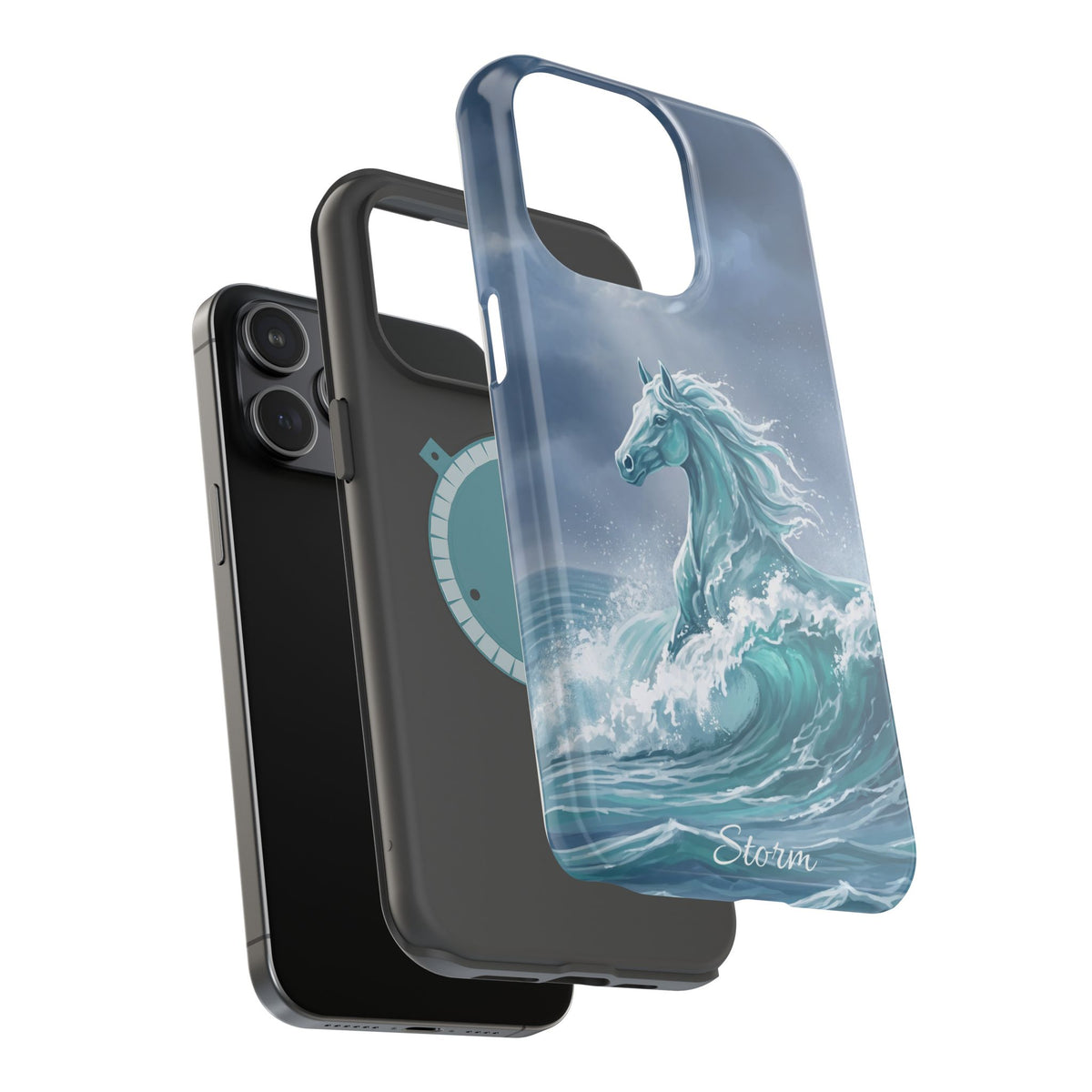 Personalized Ocean Wave Horse Phone Case — Tough Magnetic Case with Wireless Charging