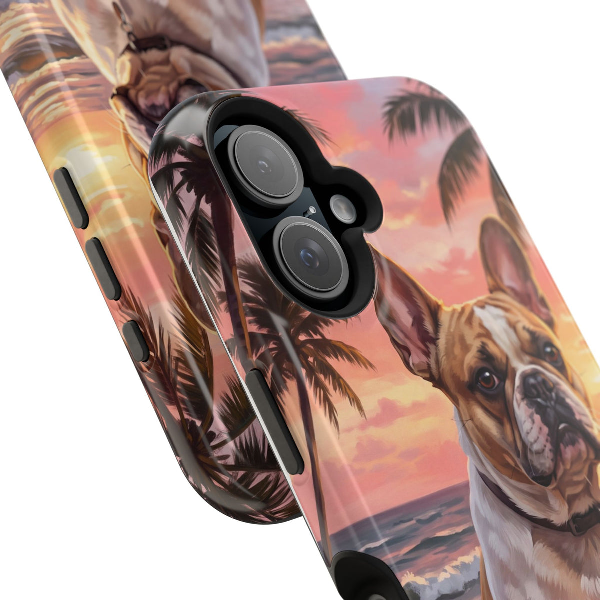 Personalized French Bulldog Beach Portrait Phone Case — Wireless Charging Cover