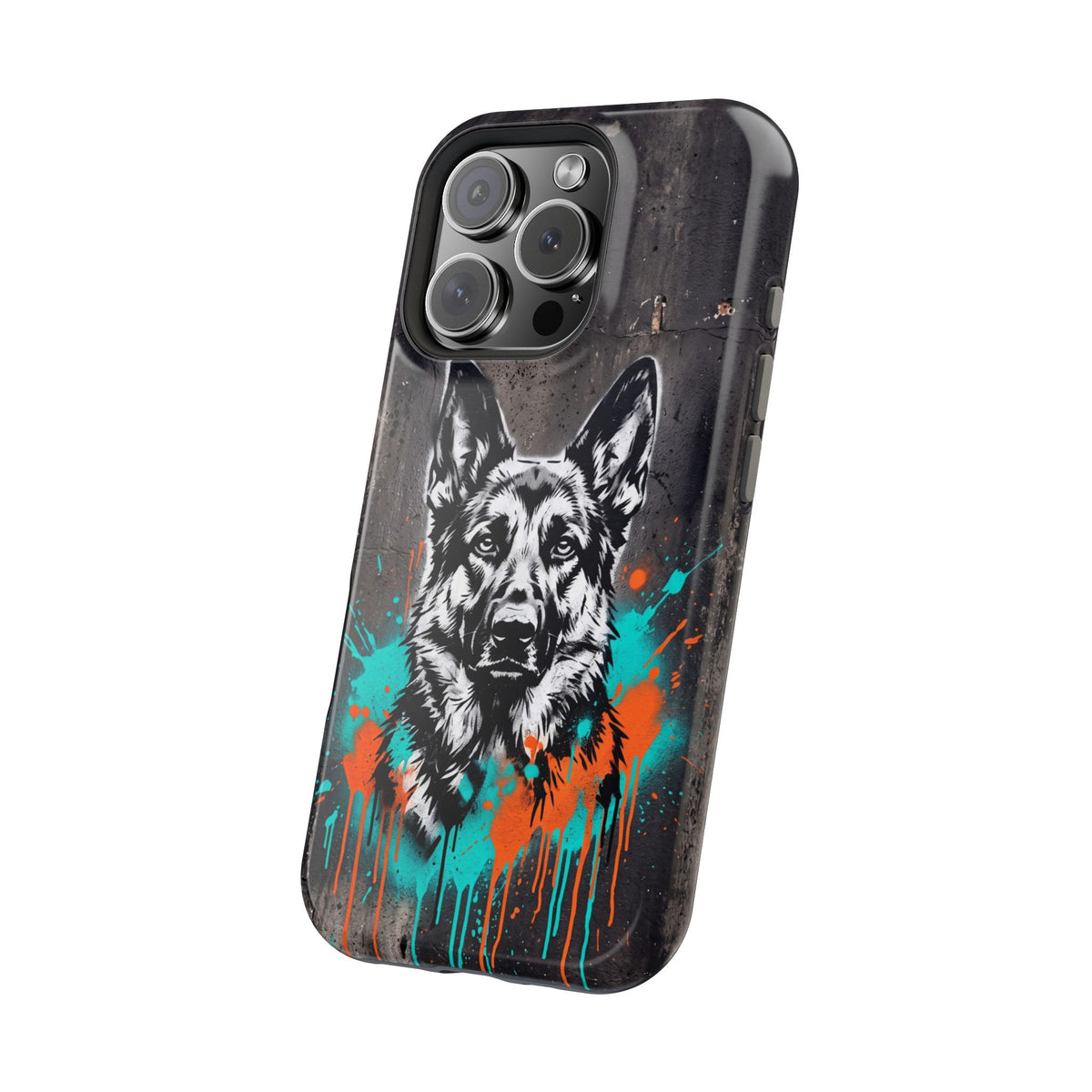 German Shepherd Phone Case | Graffiti Street Art — Tough Magnetic Case with Wireless Charging