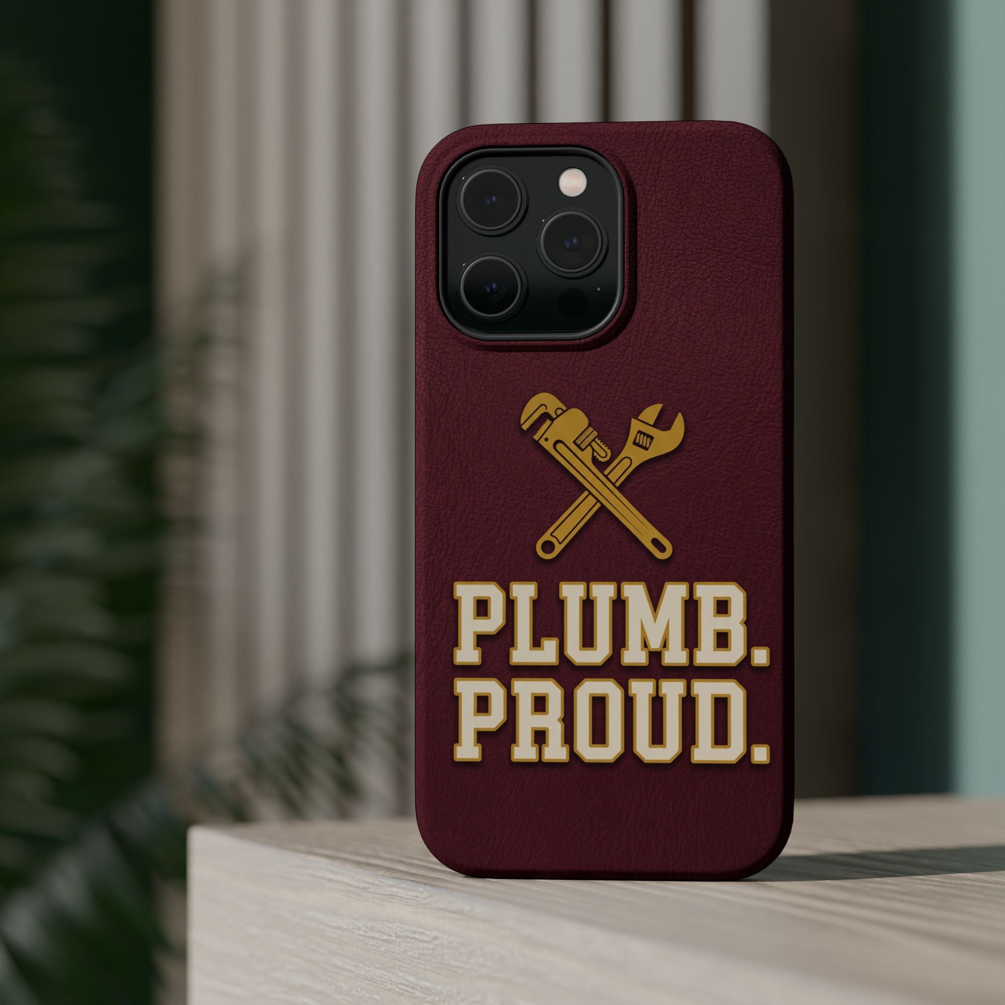 Plumb. Proud. Phone Case — Crossed Wrenches Wireless Charging Cover