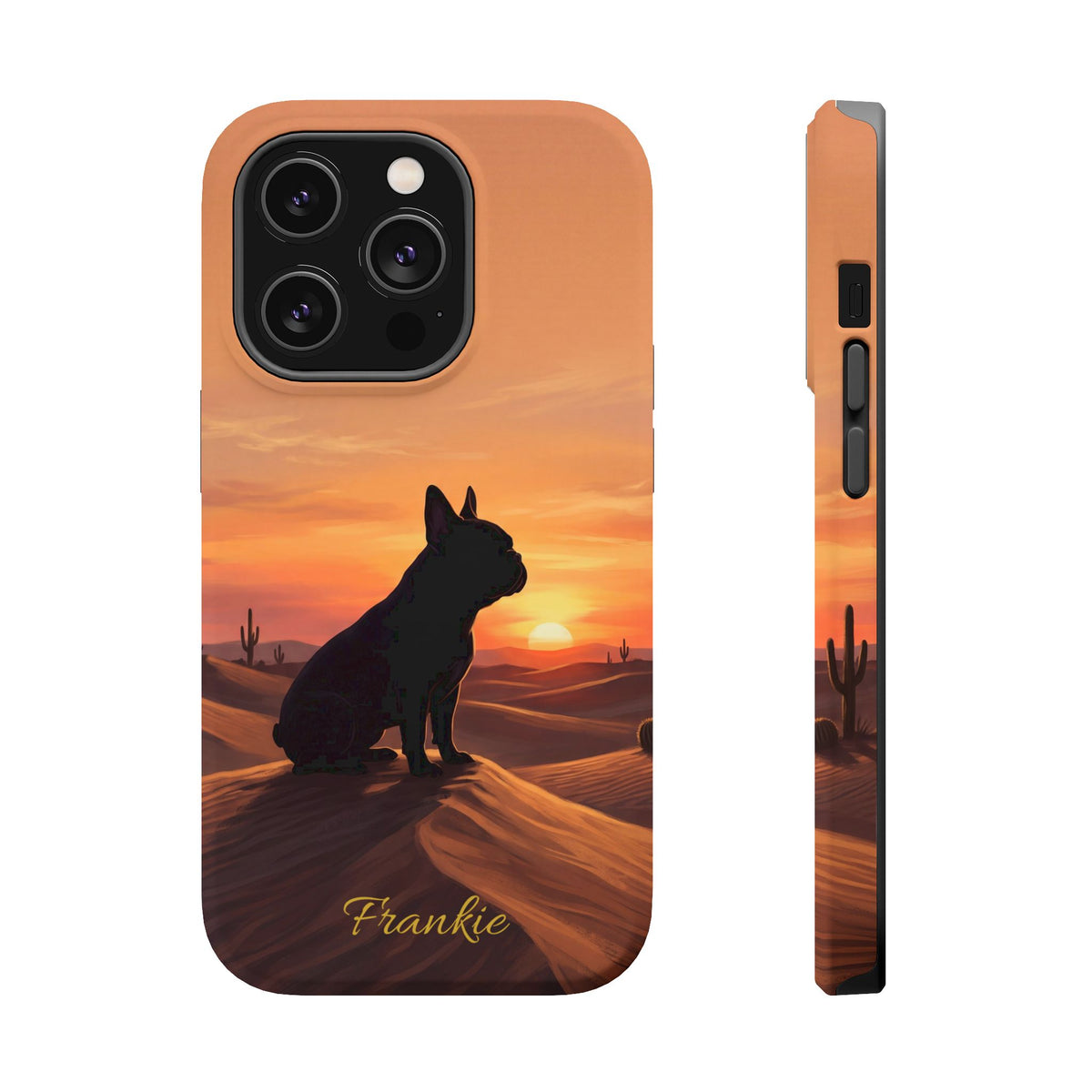 Personalized French Bulldog Desert Sunset Phone Case — Wireless Charging Cover
