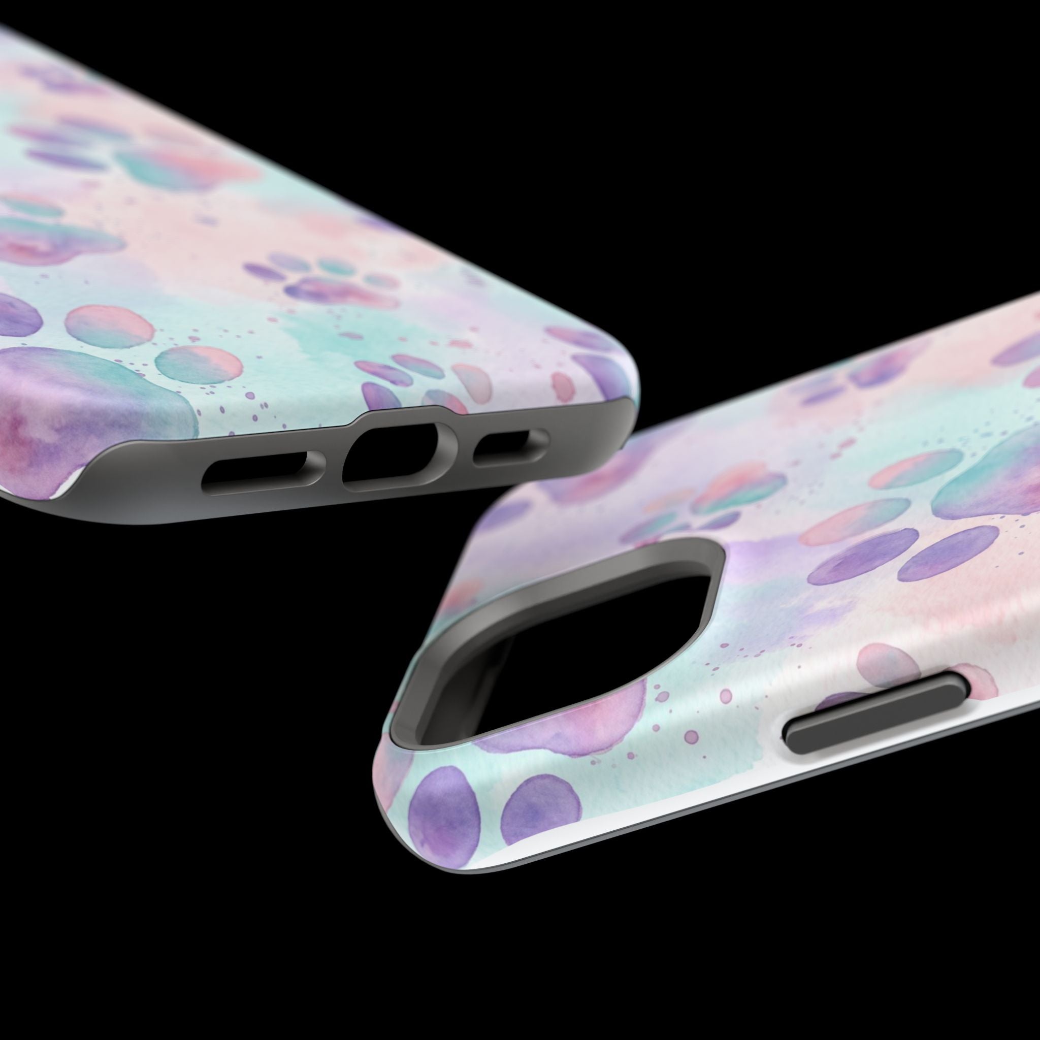 Watercolor Paw Print Phone Case — Impact-Resistant Wireless Charging Cover