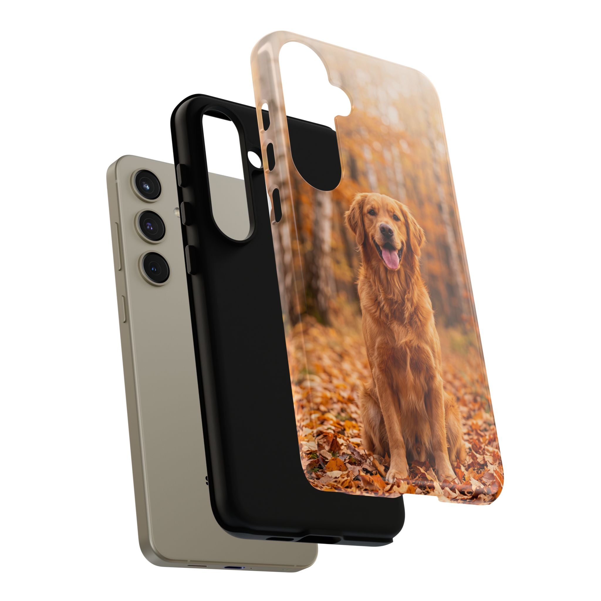 Golden Retriever Autumn Forest Phone Case | Happy Dog in Fall Foliage | Samsung & iPhone
