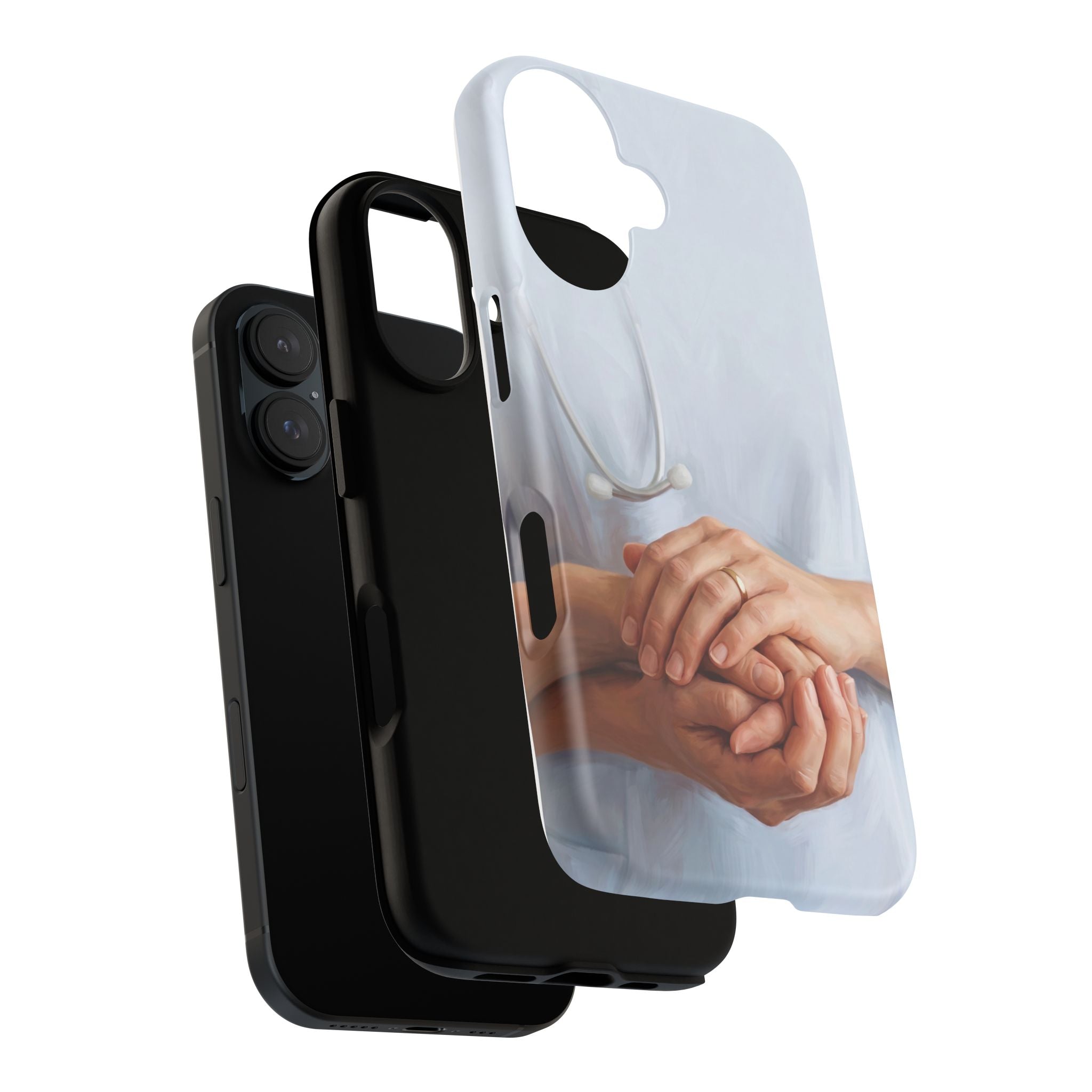 Nurse's Comforting Hands Phone Case | Caring Hands & Stethoscope Illustration | iPhone & Samsung