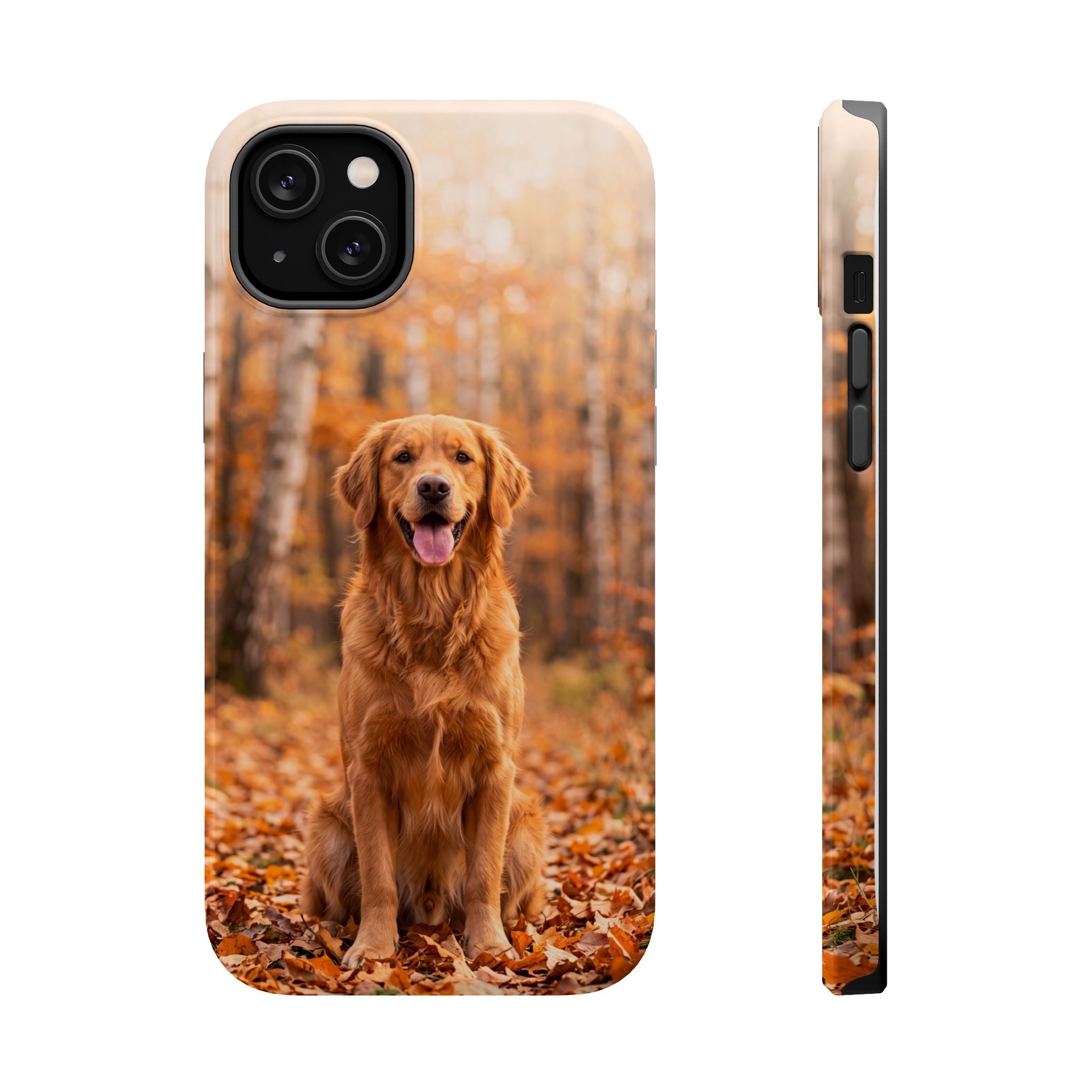 Autumn Golden Retriever Phone Case — Impact-Resistant Wireless Charging Cover
