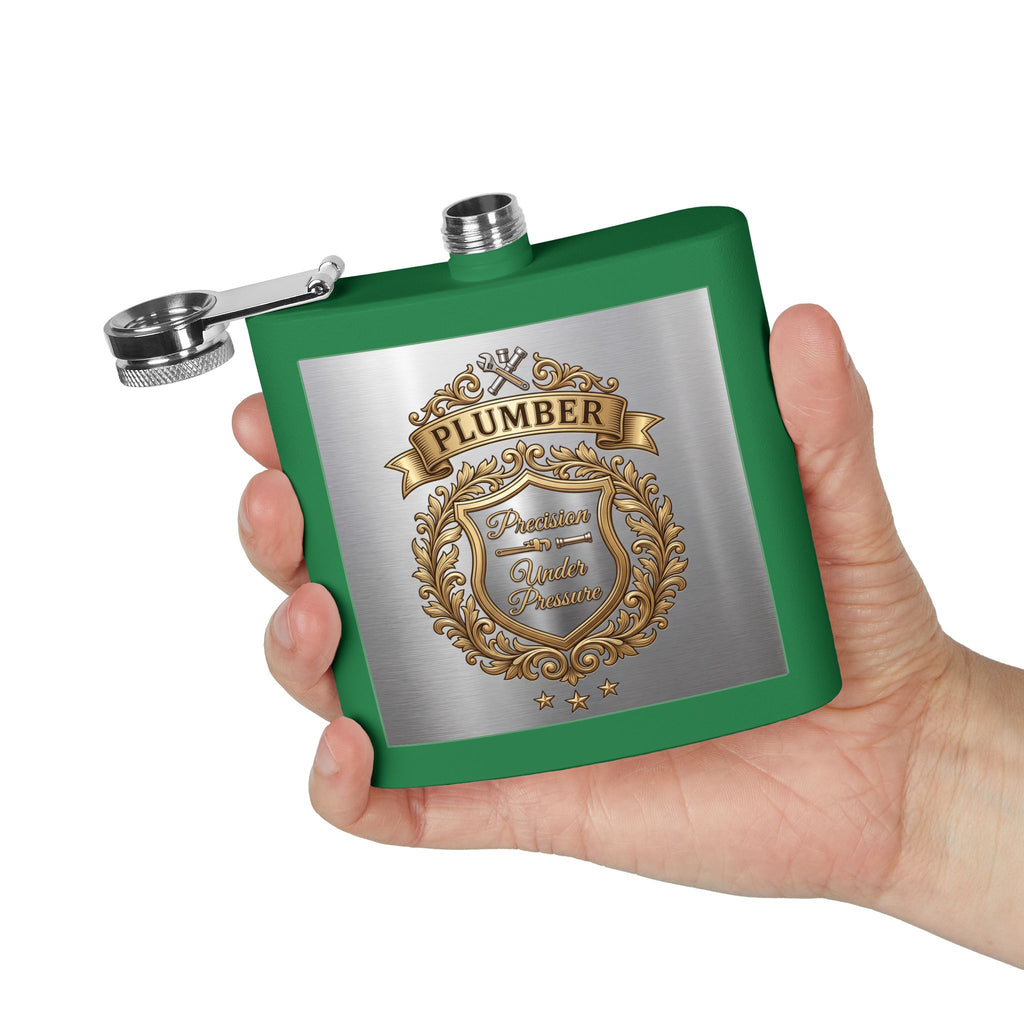 Flask — "Plumber: Precision Under Pressure" 6oz Stainless Steel Hip Flask