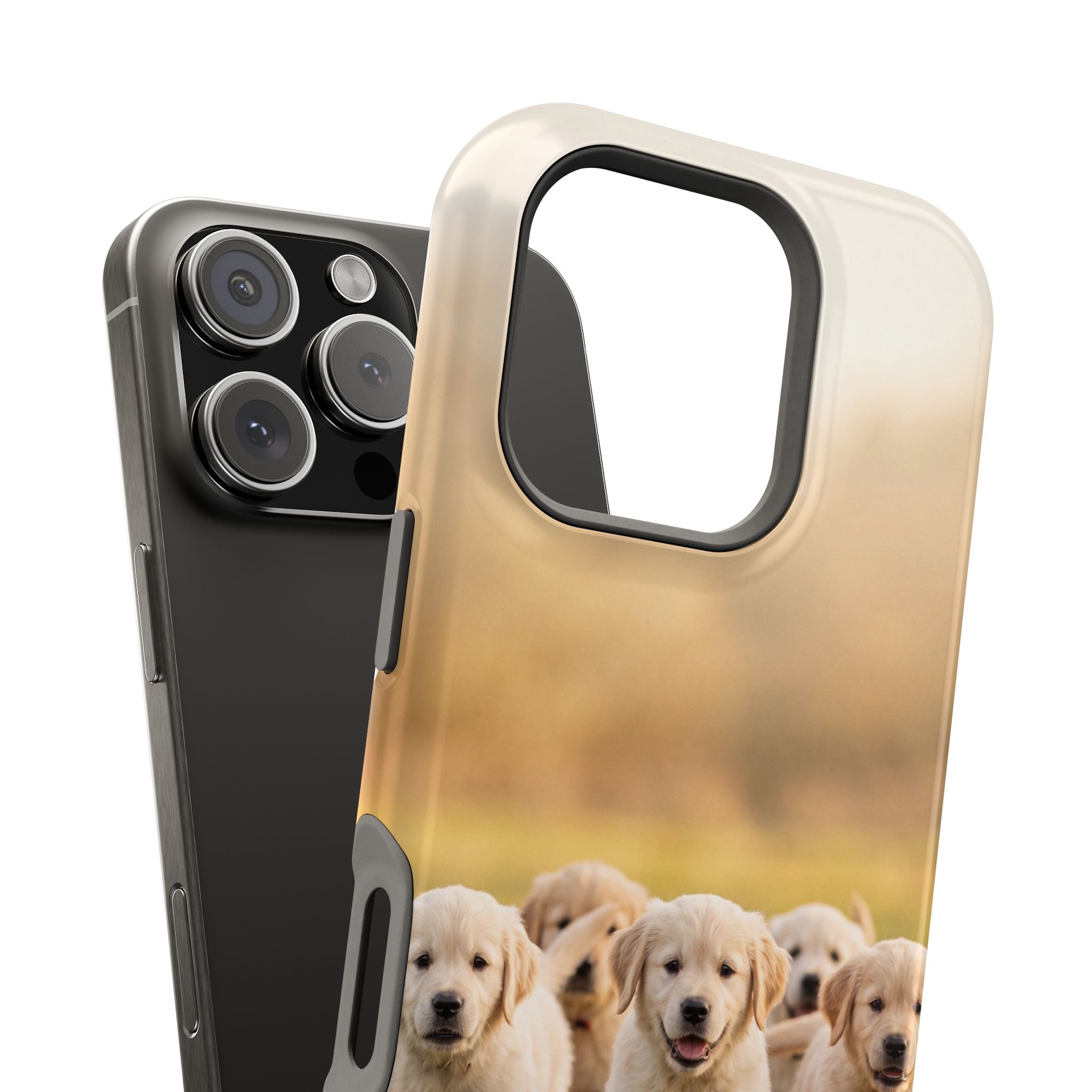 Golden Retriever Puppies Phone Case — Impact-Resistant Wireless Charging Cover