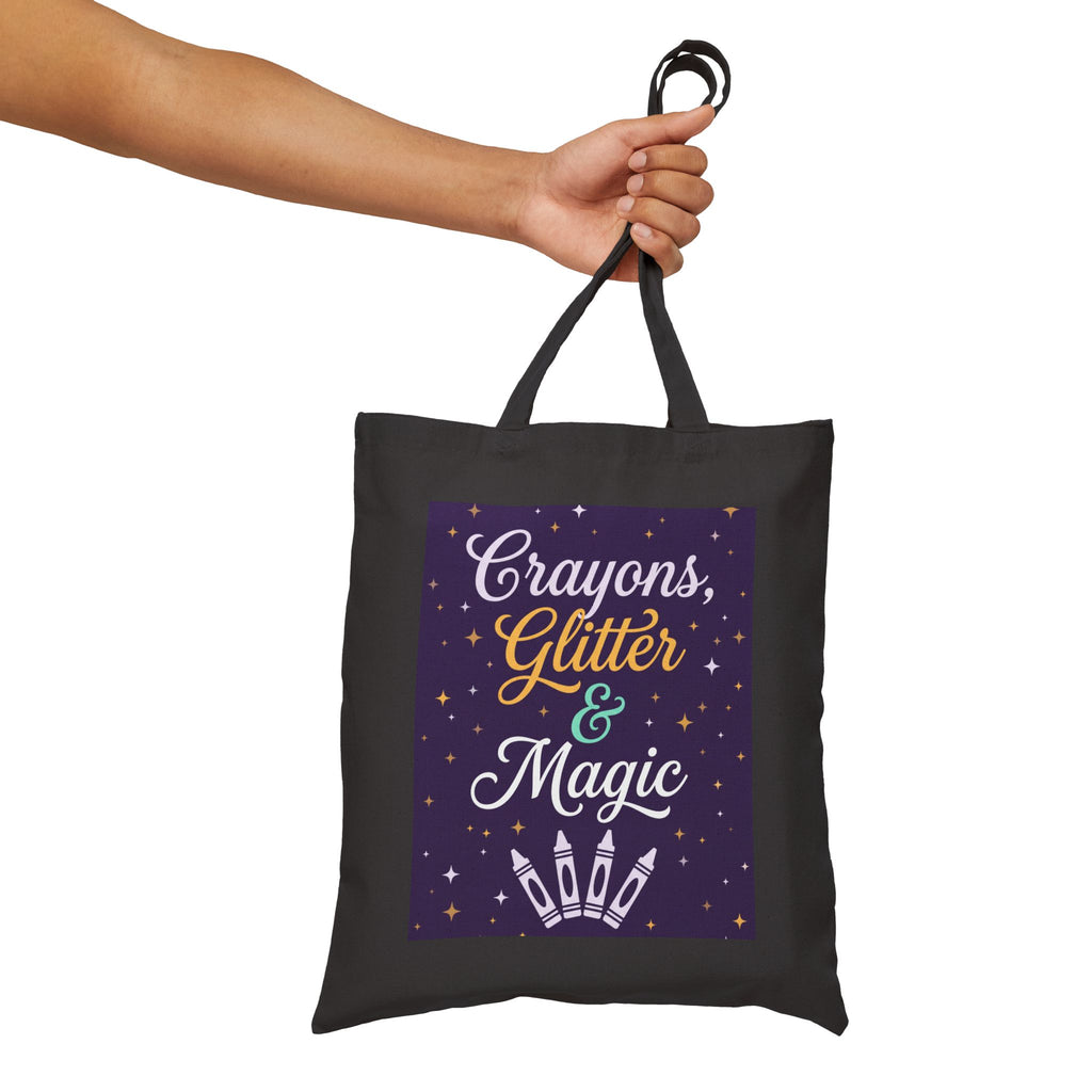 Crayons Glitter & Magic | Teacher Tote Bag | Creative Teacher Tote Bag