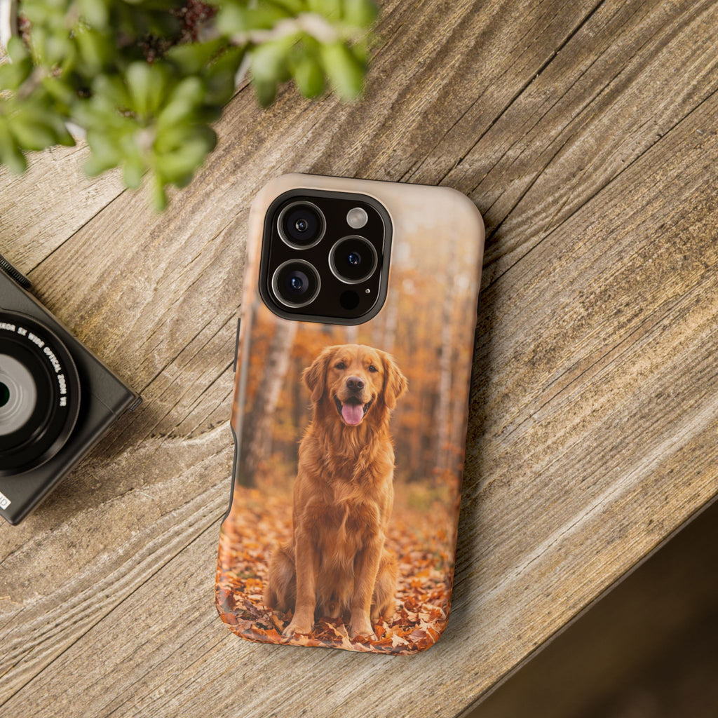 Autumn Golden Retriever Phone Case — Impact-Resistant Wireless Charging Cover