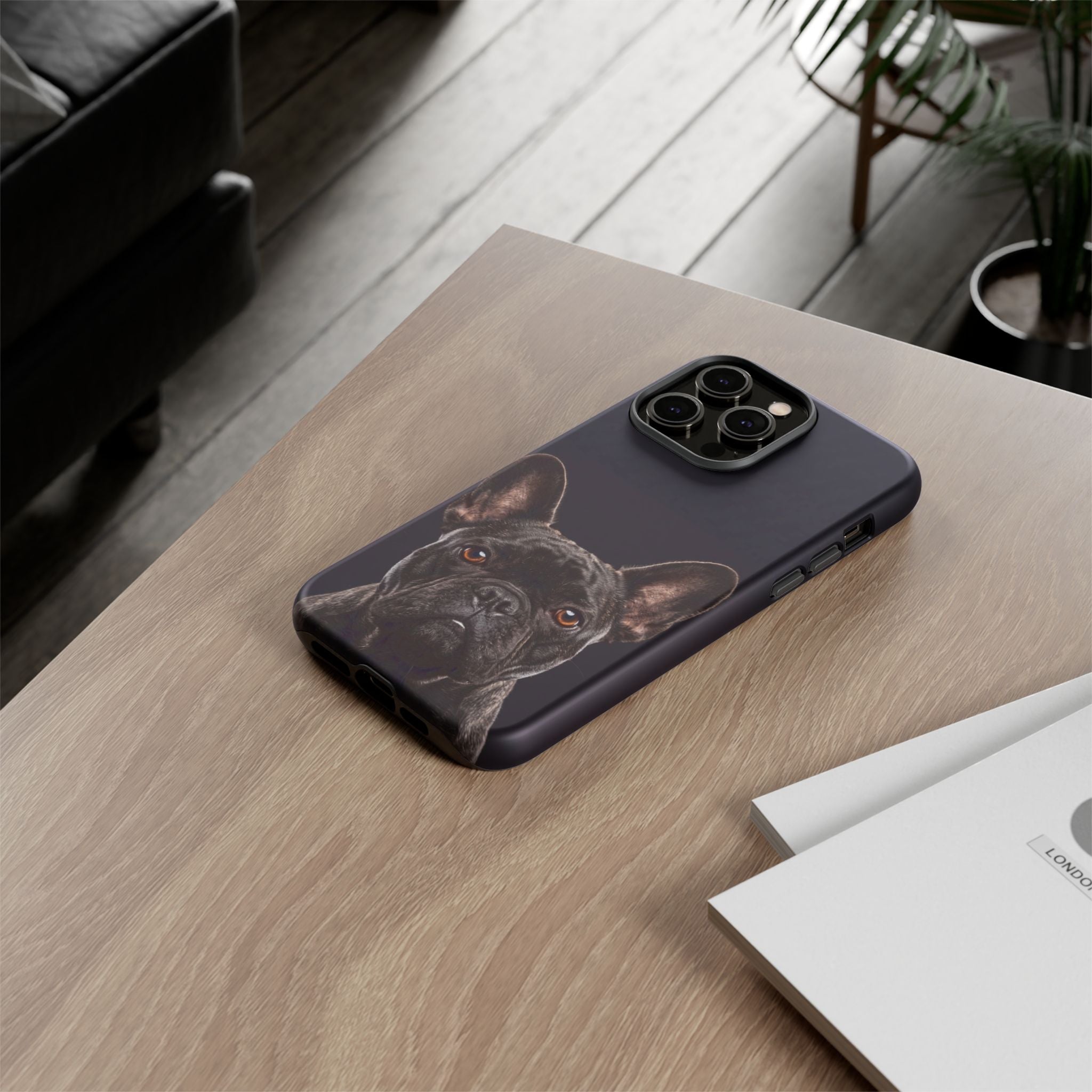 Front-Facing French Bulldog Phone Case | Dramatic Black Studio Portrait | Samsung & iPhone