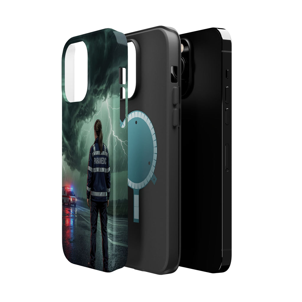 Female Paramedic Green Storm Phone Case — Magnetic Wireless Charging Cover