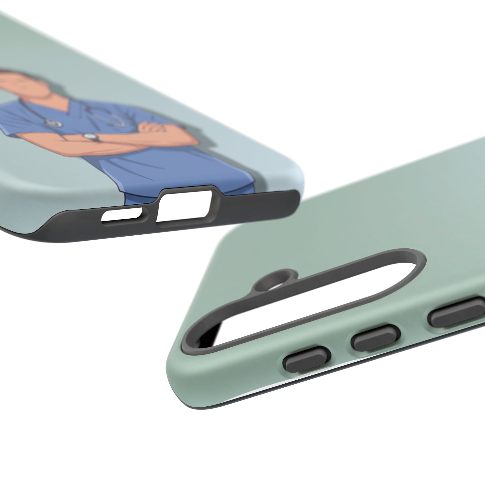 Male Nurse Phone Case | Confident Nurse in Blue Scrubs Illustration | iPhone & Samsung