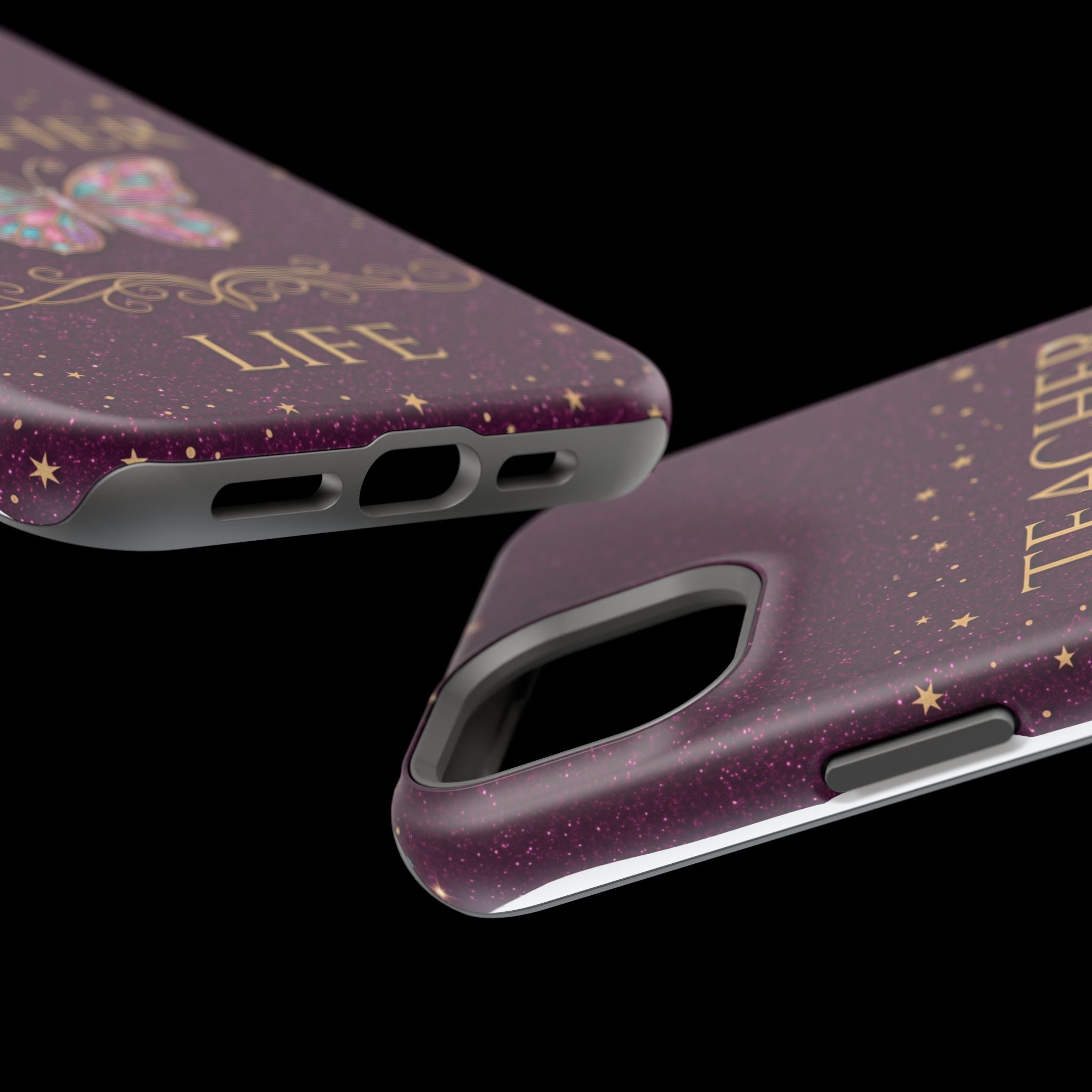Teacher Life Glitter Butterfly Phone Case — Wireless Charging Cover