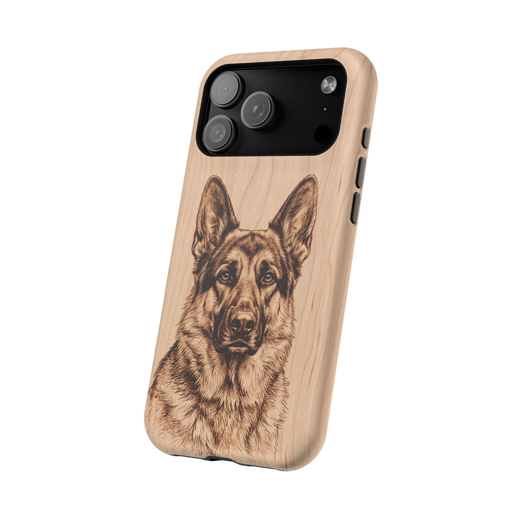 German Shepherd Phone Case | Pyrography Art — Tough Magnetic Case with Wireless Charging