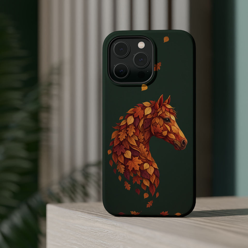 Autumn Leaves Horse Phone Case — Tough Magnetic Case with Wireless Charging
