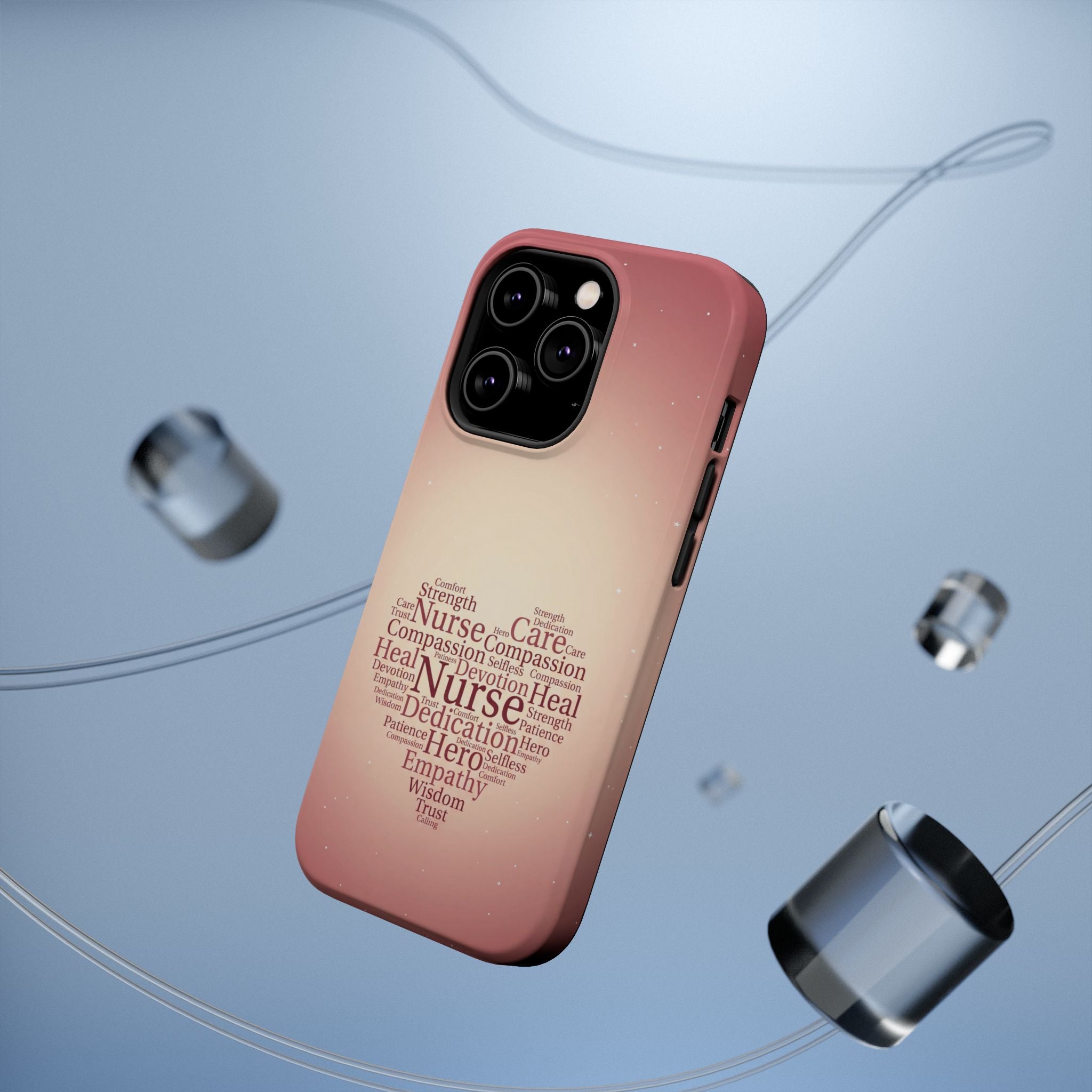 Nurse Heart Word Art Phone Case — Impact-Resistant Wireless Charging Cover
