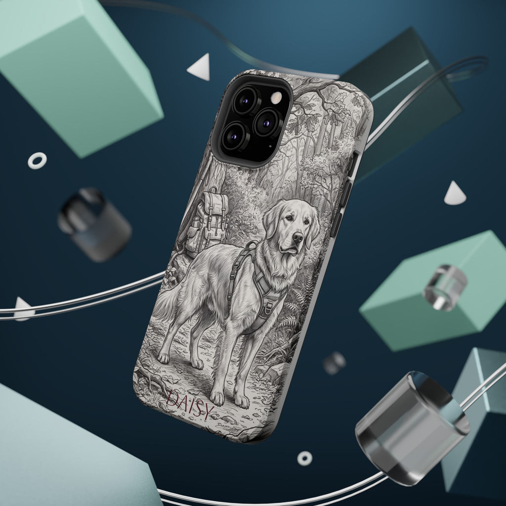 Personalized Golden Retriever Woodland Trail Phone Case — Wireless Charging Cover