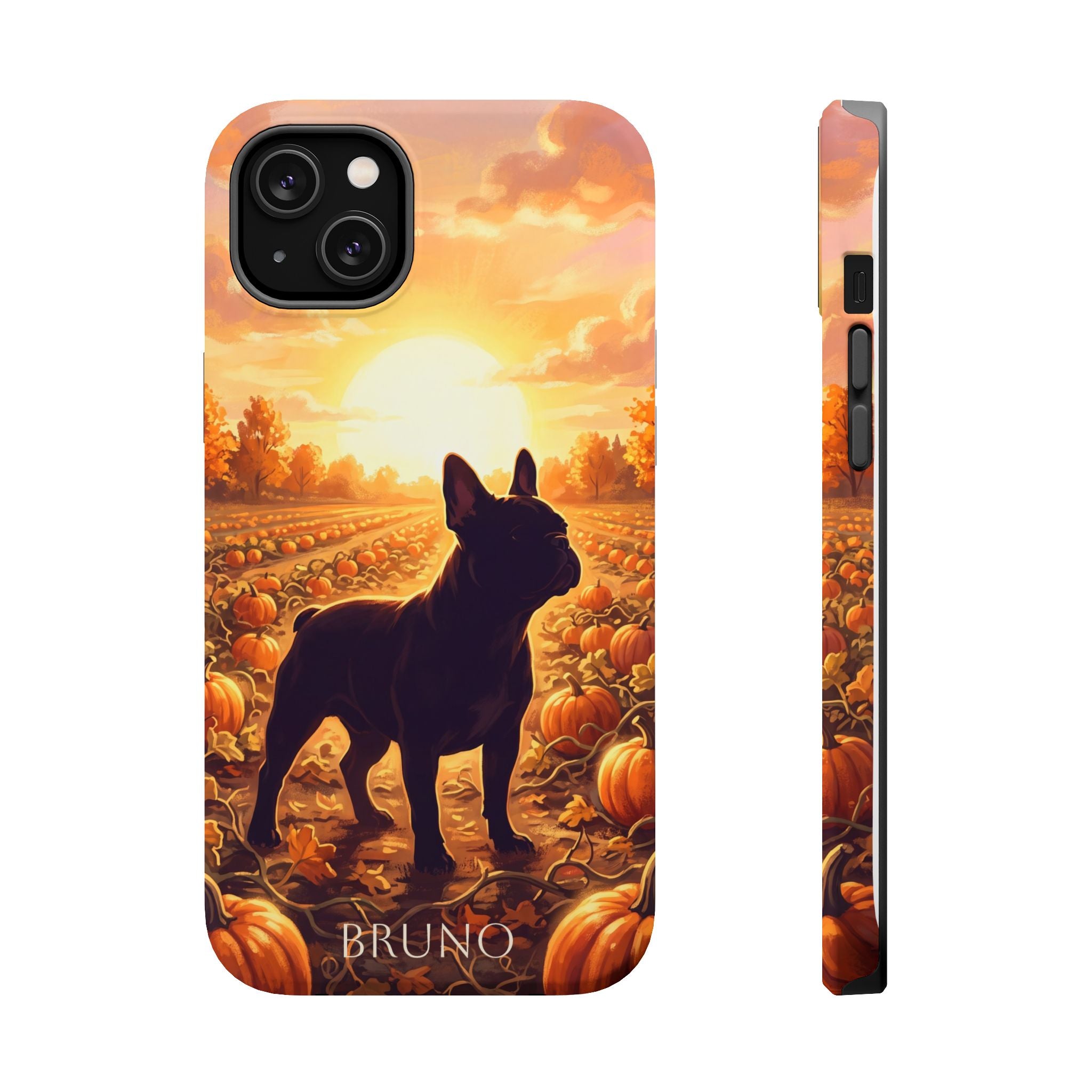 Personalized French Bulldog Pumpkin Patch Phone Case — Wireless Charging Cover