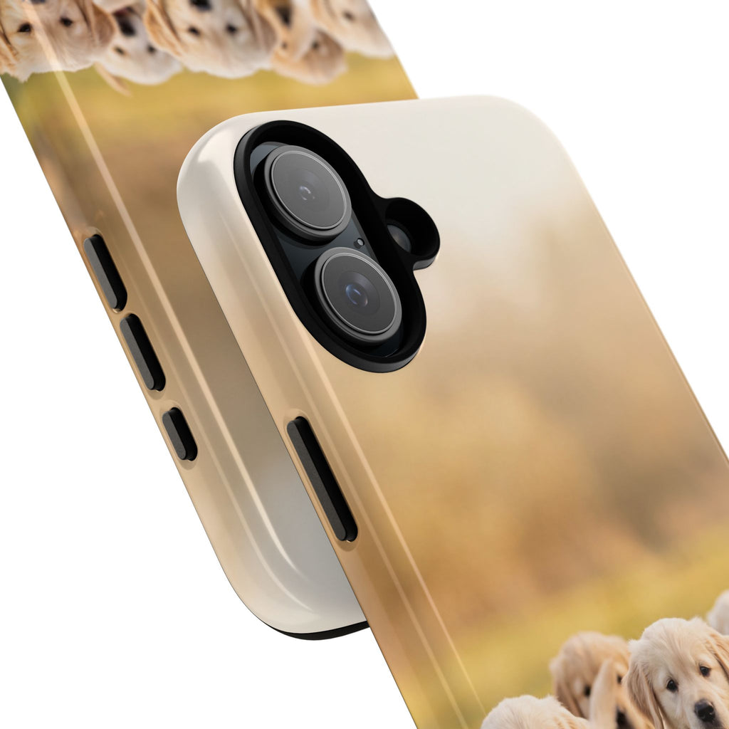 Golden Retriever Puppies Phone Case | Playful Puppy Pack Running in Grass | iPhone & Samsung