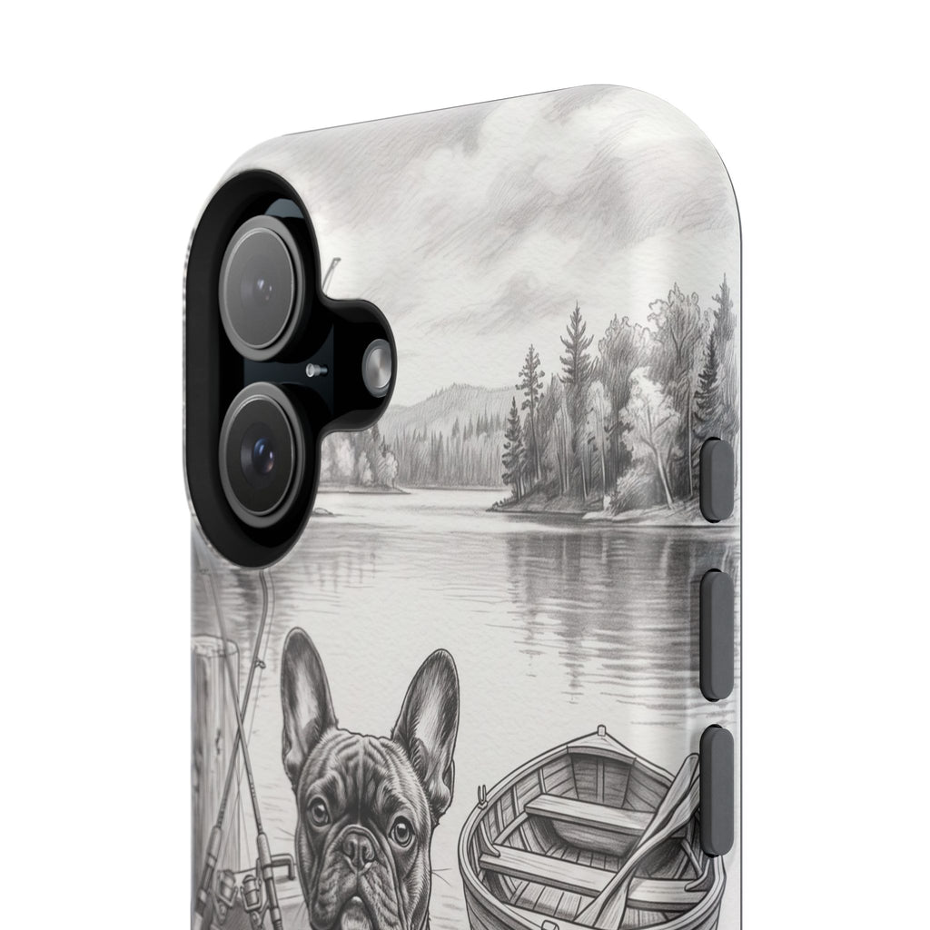 Personalized French Bulldog Lakeside Dock Phone Case — Wireless Charging Cover