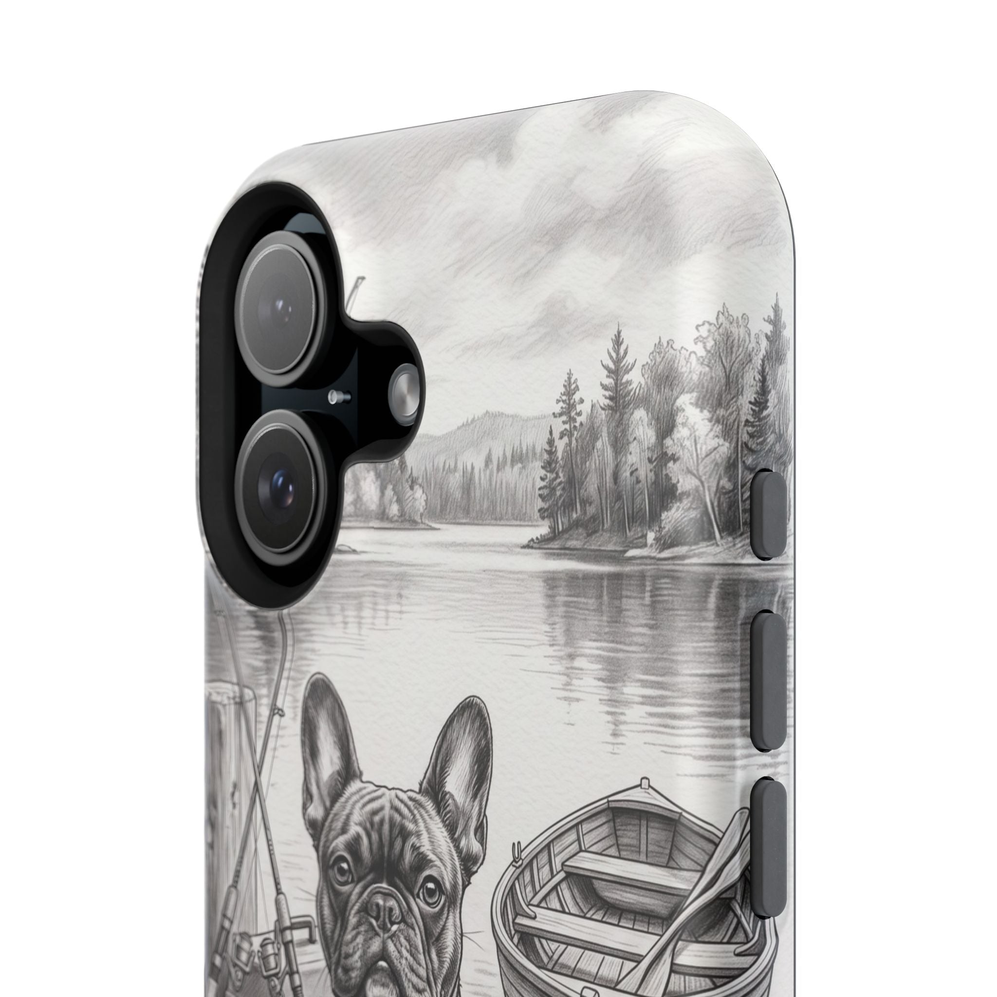 Personalized French Bulldog Lakeside Dock Phone Case — Wireless Charging Cover