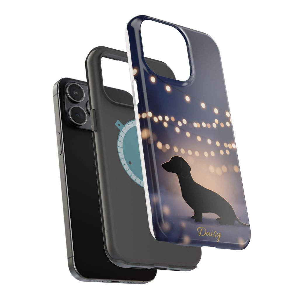 Personalized Dachshund Fairy Lights Phone Case — Wireless Charging Cover