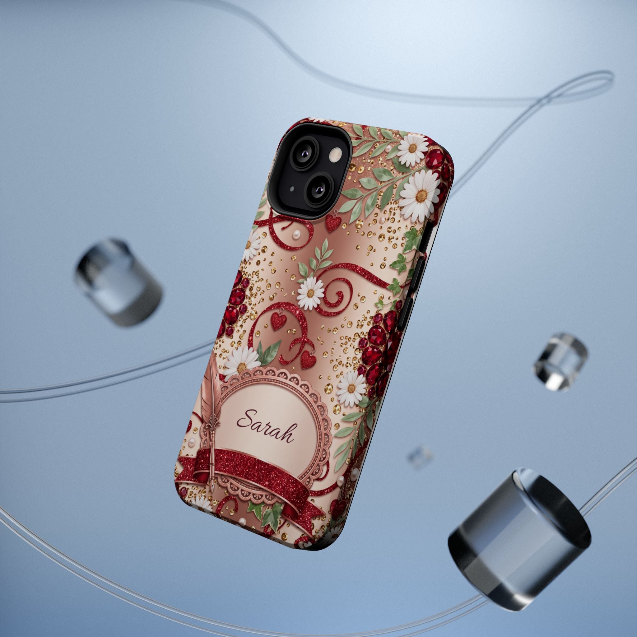 Personalized Vintage Floral Teacher Phone Case — Wireless Charging Cover