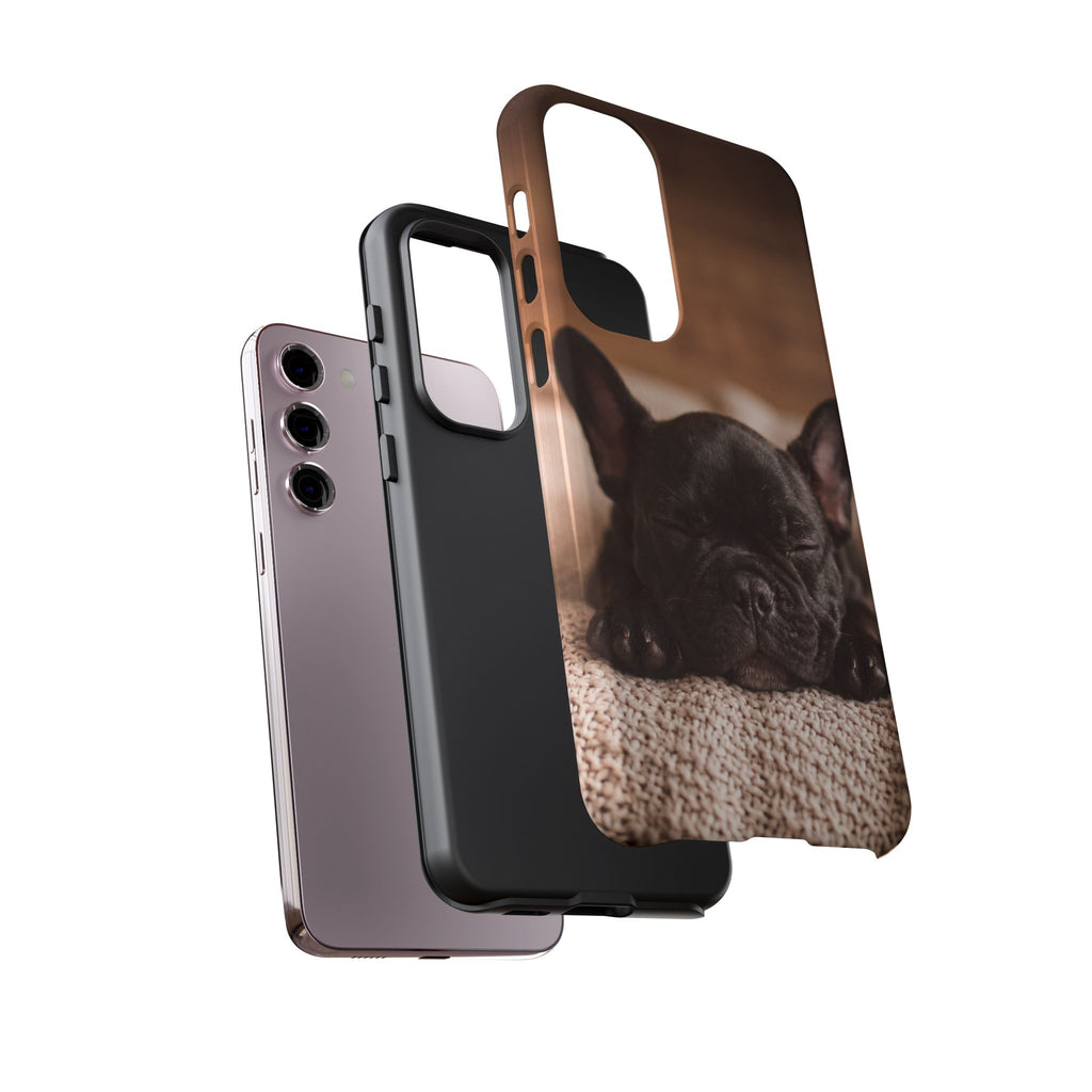 Sleeping French Bulldog Phone Case | Cozy Frenchie Resting on Blanket | iPhone & Samsung