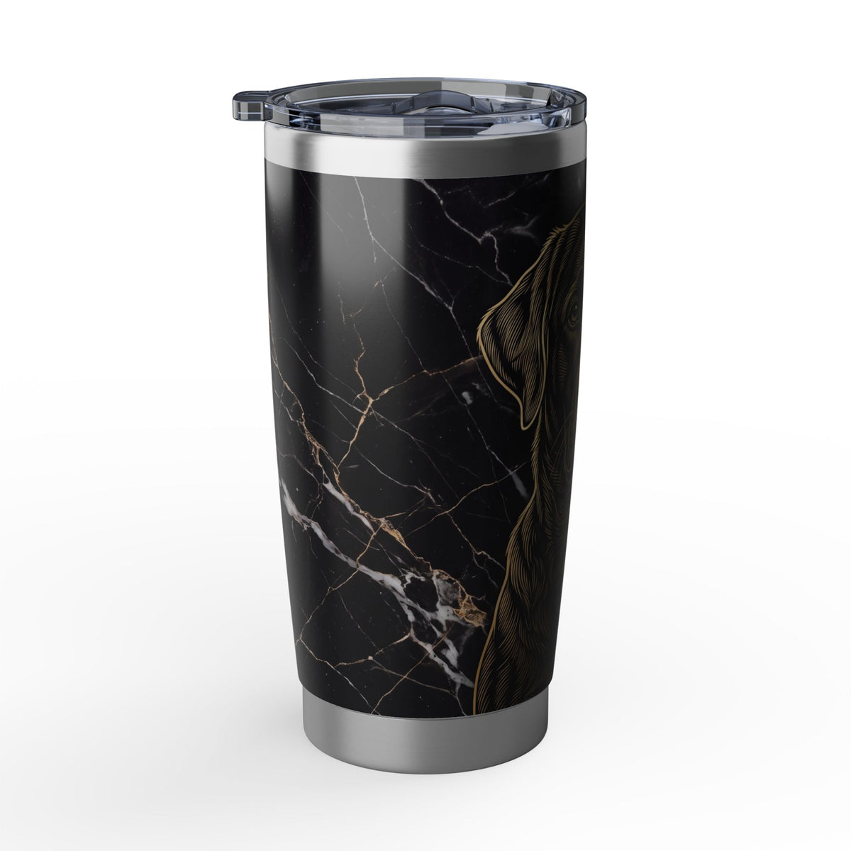 Labrador Tumbler | Gold Engraved Marble Art — 20 oz Stainless Travel Mug