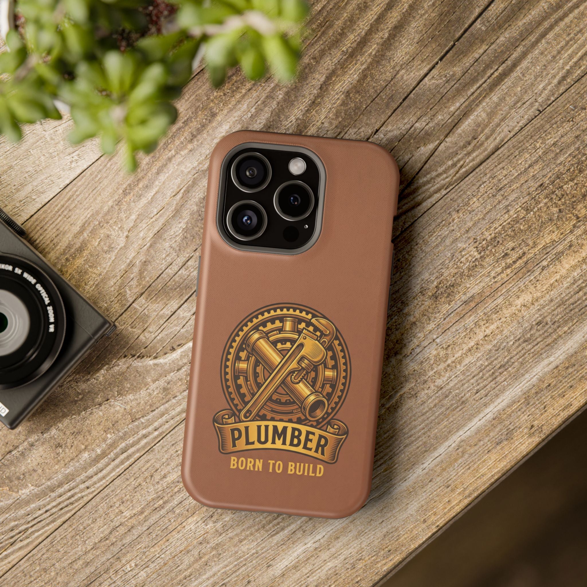 Plumber Born to Build Phone Case — Badge Wireless Charging Cover