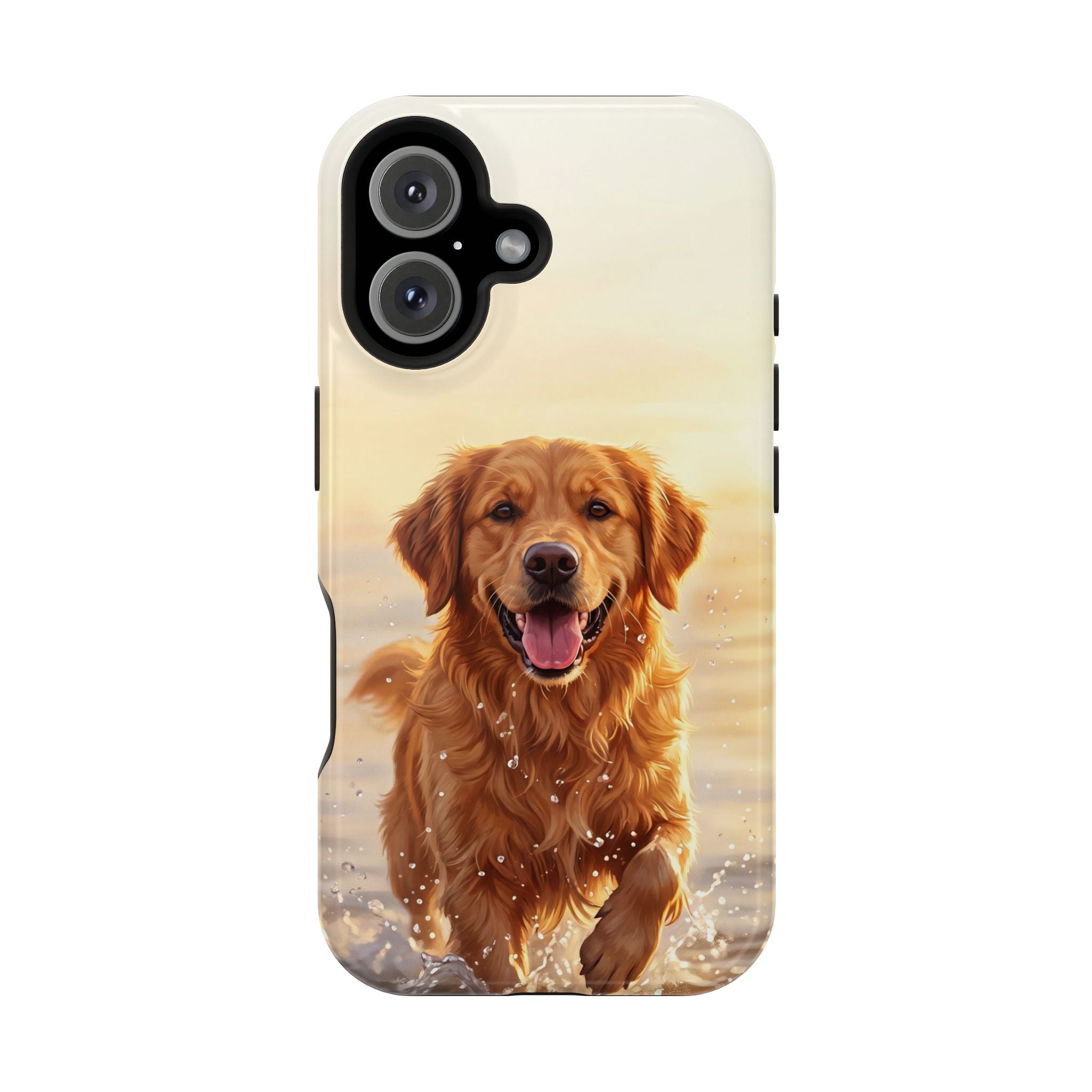 Beach Golden Retriever Phone Case — Impact-Resistant Wireless Charging Cover