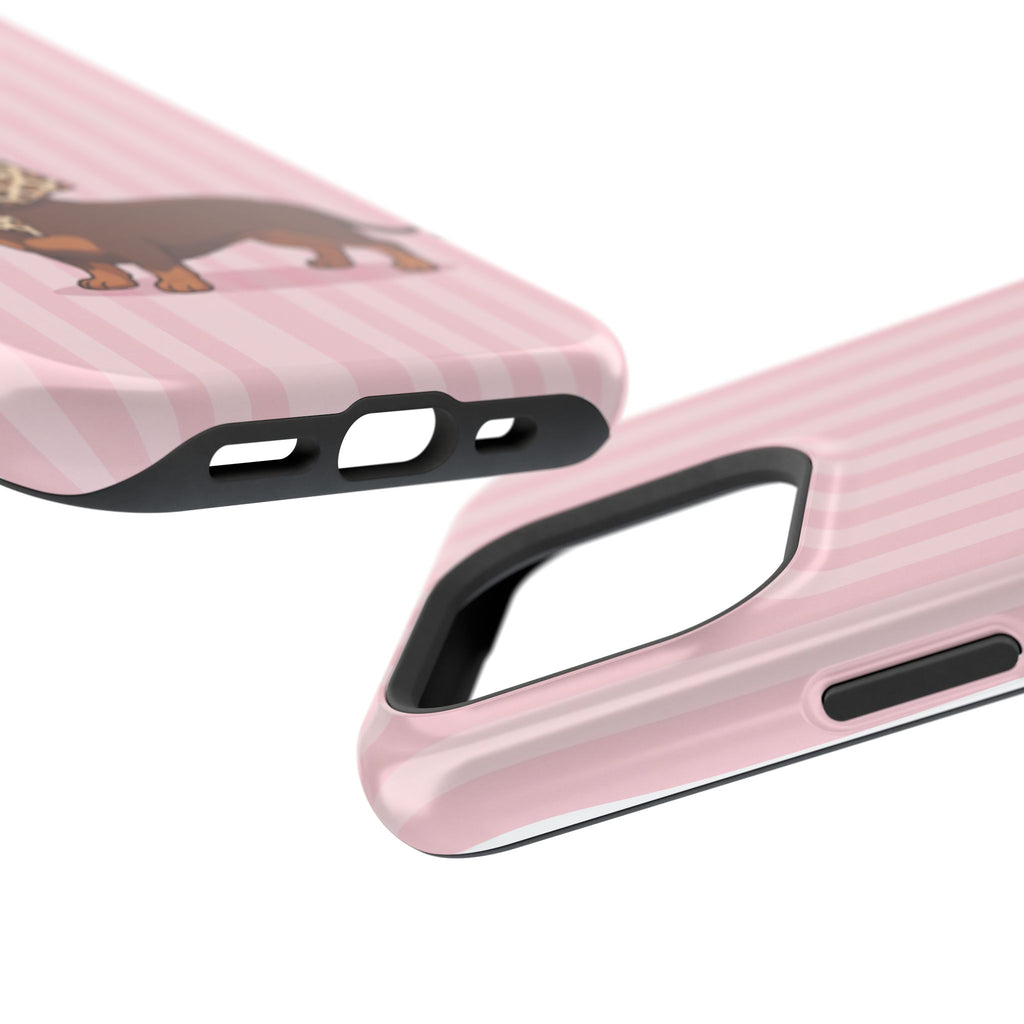 Preppy Dachshund Phone Case — Impact-Resistant Wireless Charging Cover