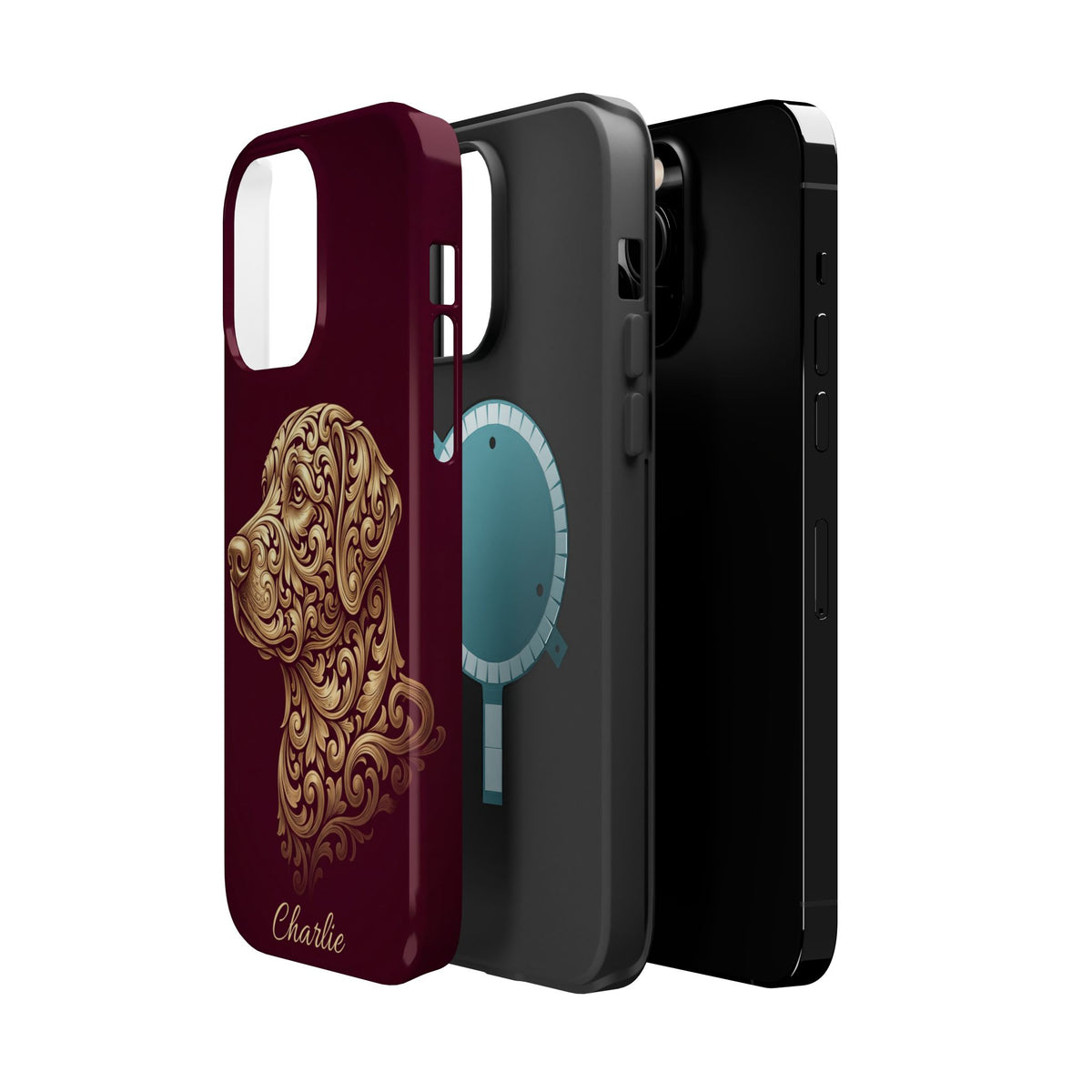 Personalized Gold Filigree Labrador Phone Case — Tough Magnetic Case with Wireless Charging