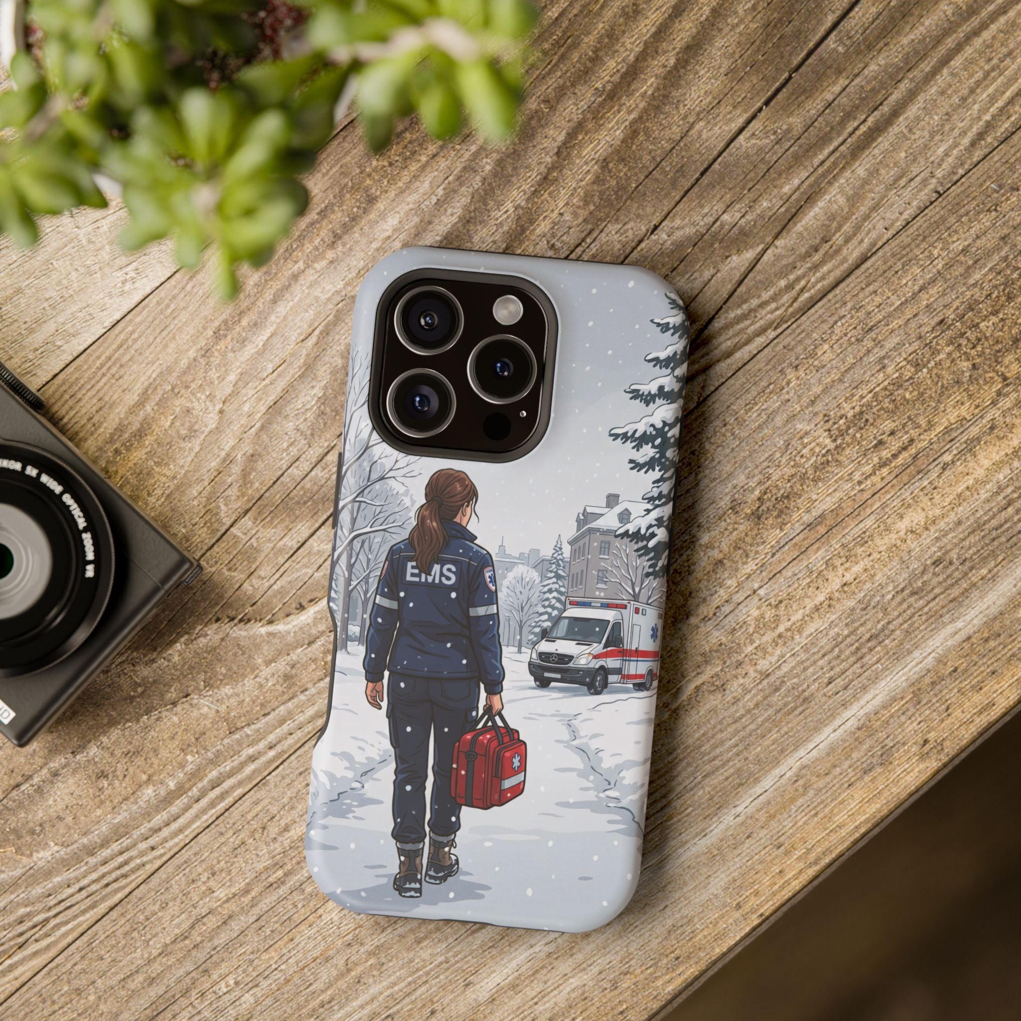Paramedic/EMT Winter Phone Case — Magnetic Wireless Charging Cover
