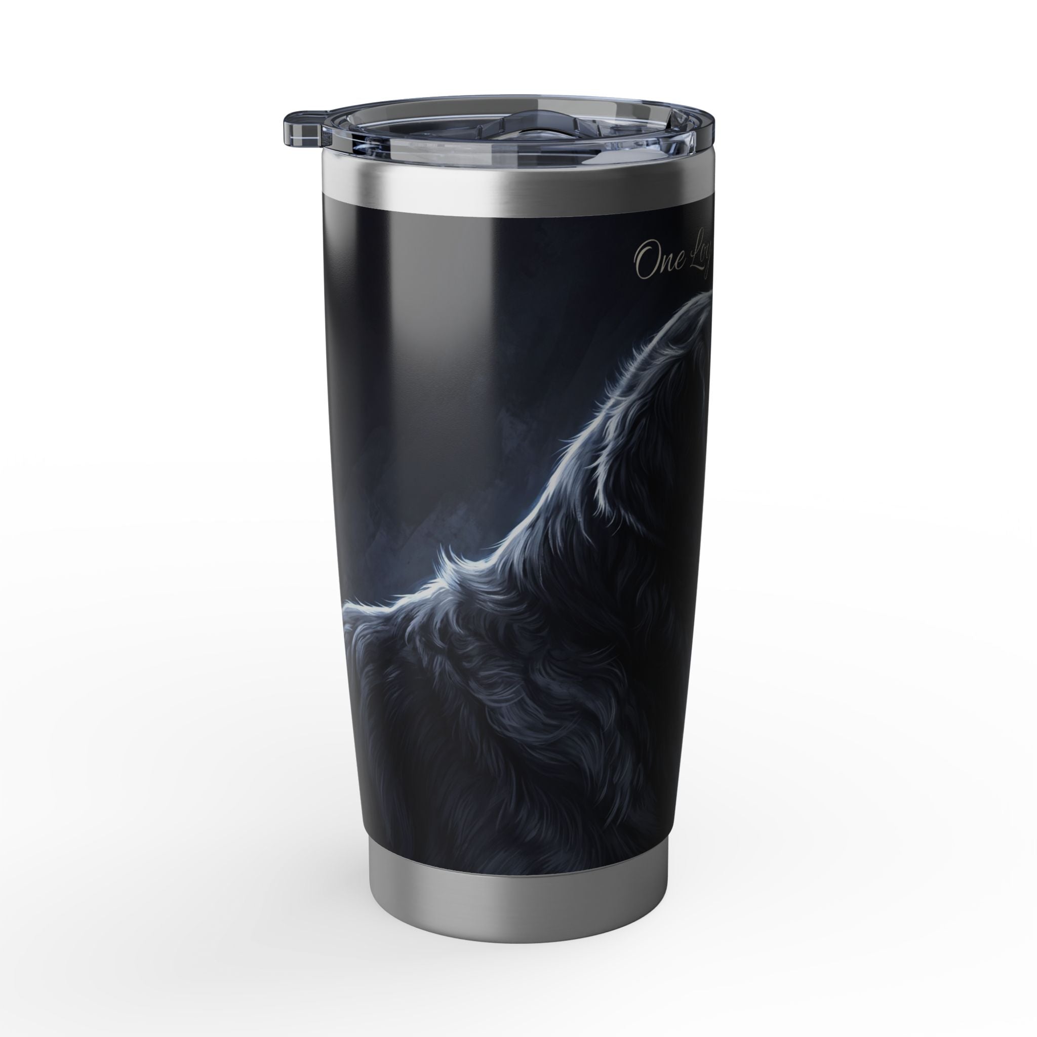 Golden Retriever Tumbler Personalized – 20 oz Stainless Steel Travel Mug with Custom Name, Dark Portrait Design