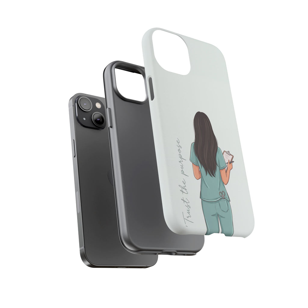 "Trust the Purpose" Nurse Phone Case | Illustrated Nurse in Scrubs Design | iPhone & Samsung