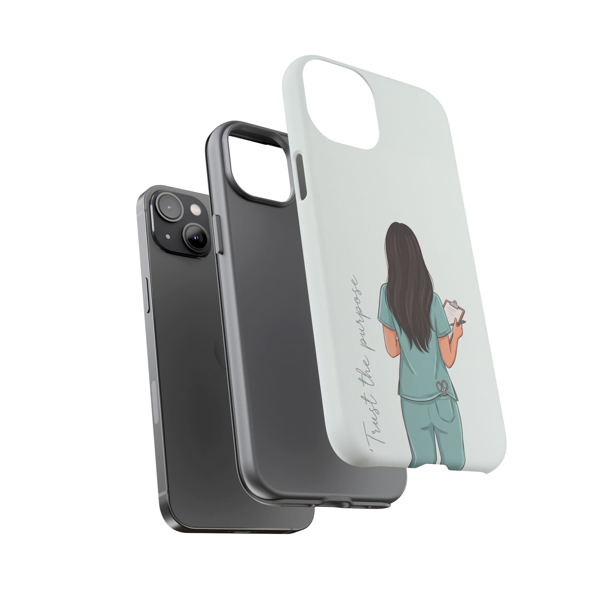 "Trust the Purpose" Nurse Phone Case | Illustrated Nurse in Scrubs Design | iPhone & Samsung