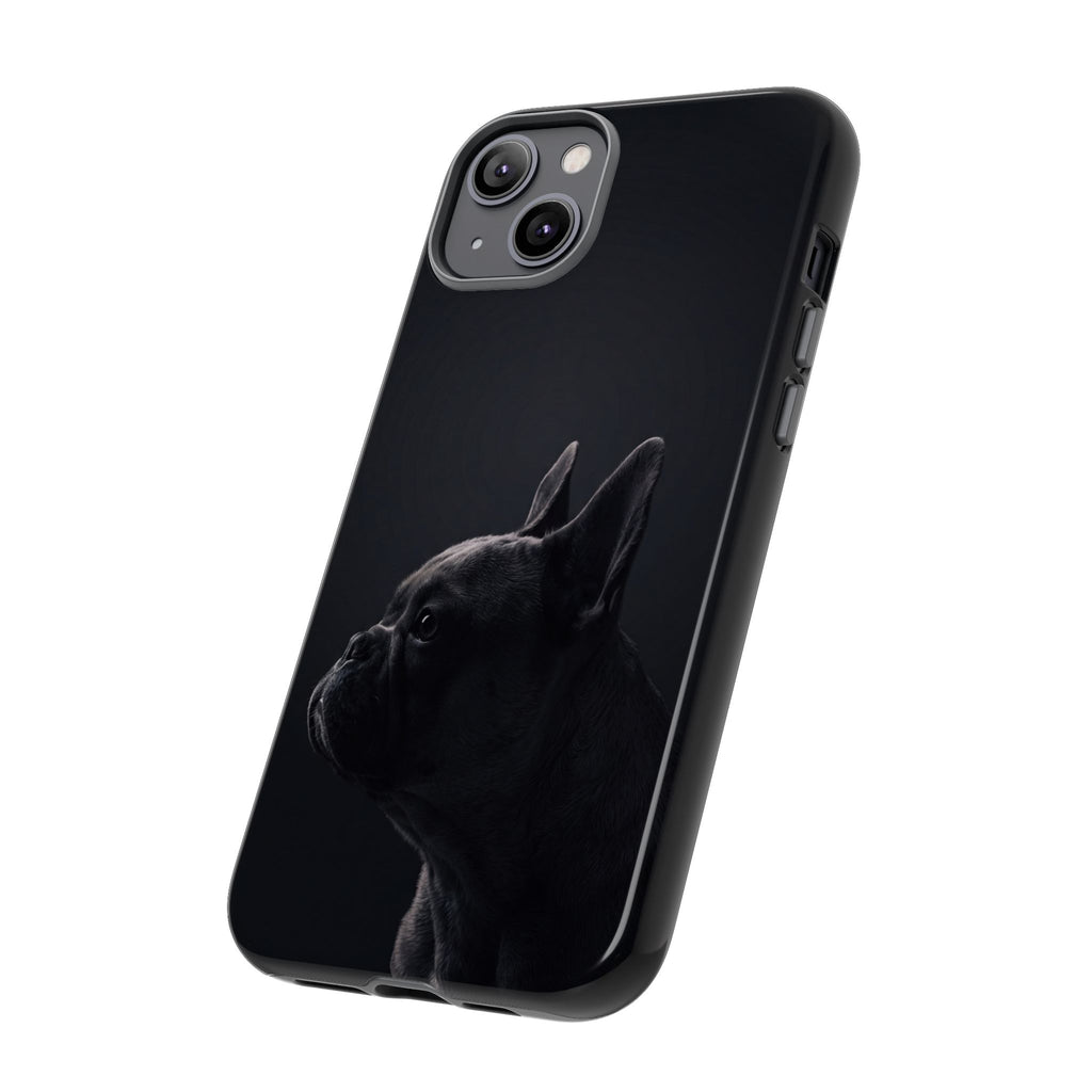 Silhouette French Bulldog Phone Case | Minimalist Black-on-Black Frenchie Profile | iPhone & Samsung