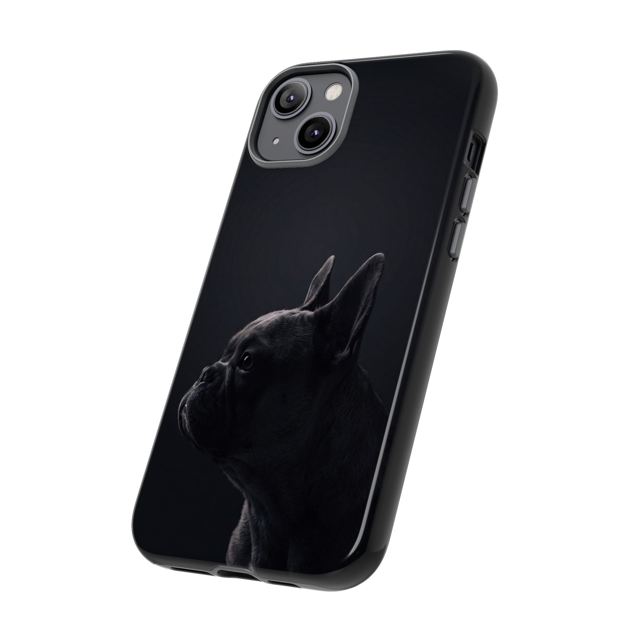 Silhouette French Bulldog Phone Case | Minimalist Black-on-Black Frenchie Profile | iPhone & Samsung