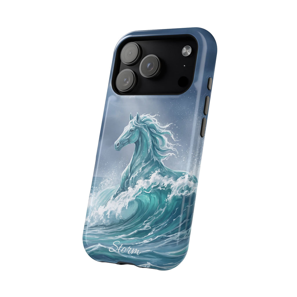 Personalized Ocean Wave Horse Phone Case — Tough Magnetic Case with Wireless Charging