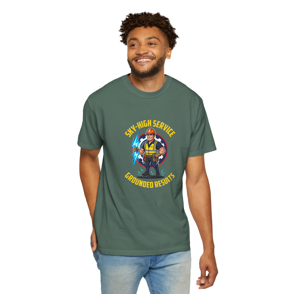 Sky-High Service Grounded Results Electrician T-Shirt