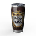 Electrician Dad Tumbler – "Voltage & Family" Leather Crest Design 20 oz