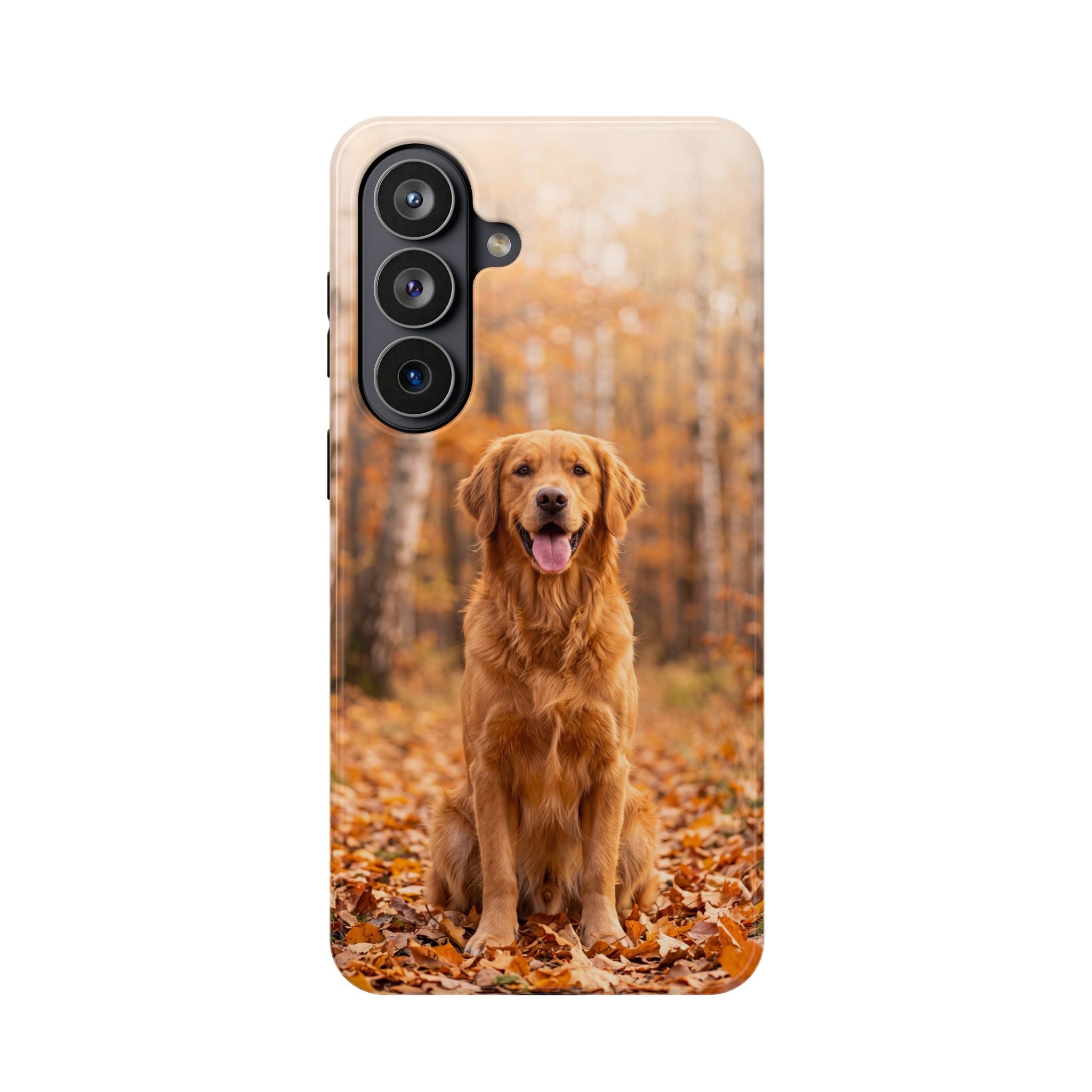 Autumn Golden Retriever Phone Case — Impact-Resistant Wireless Charging Cover
