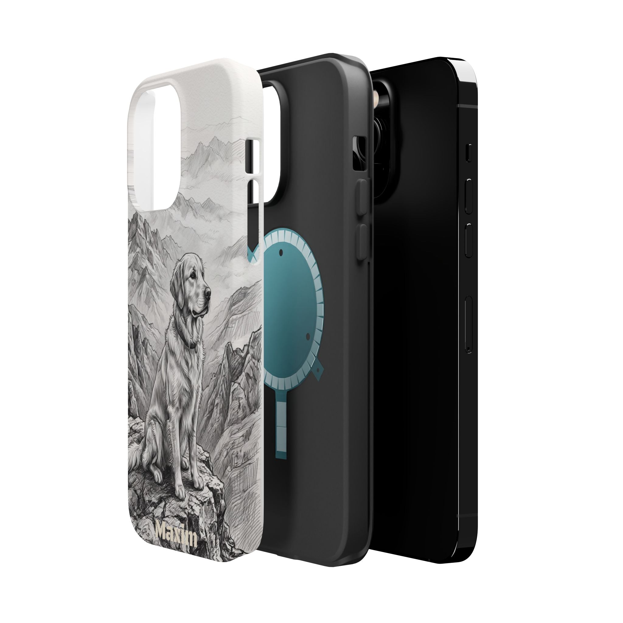Personalized Golden Retriever Mountain Peak Phone Case — Wireless Charging Cover