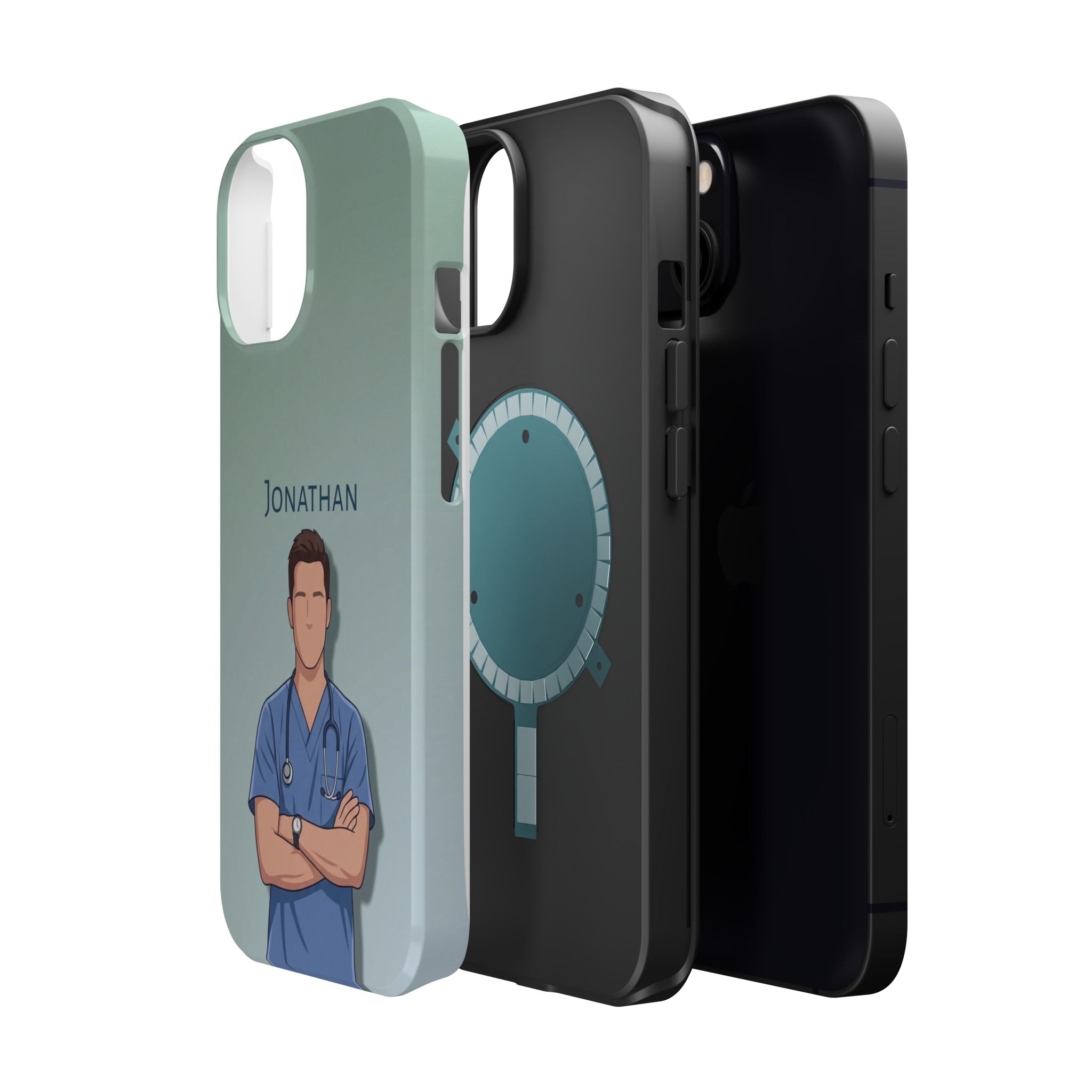 Personalized Nurse Portrait Phone Case — Impact-Resistant Wireless Charging Cover