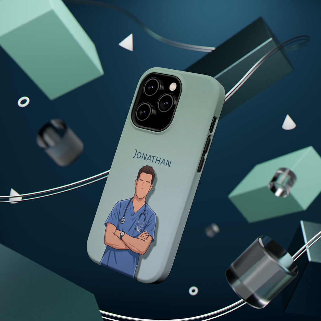 Personalized Nurse Portrait Phone Case — Impact-Resistant Wireless Charging Cover