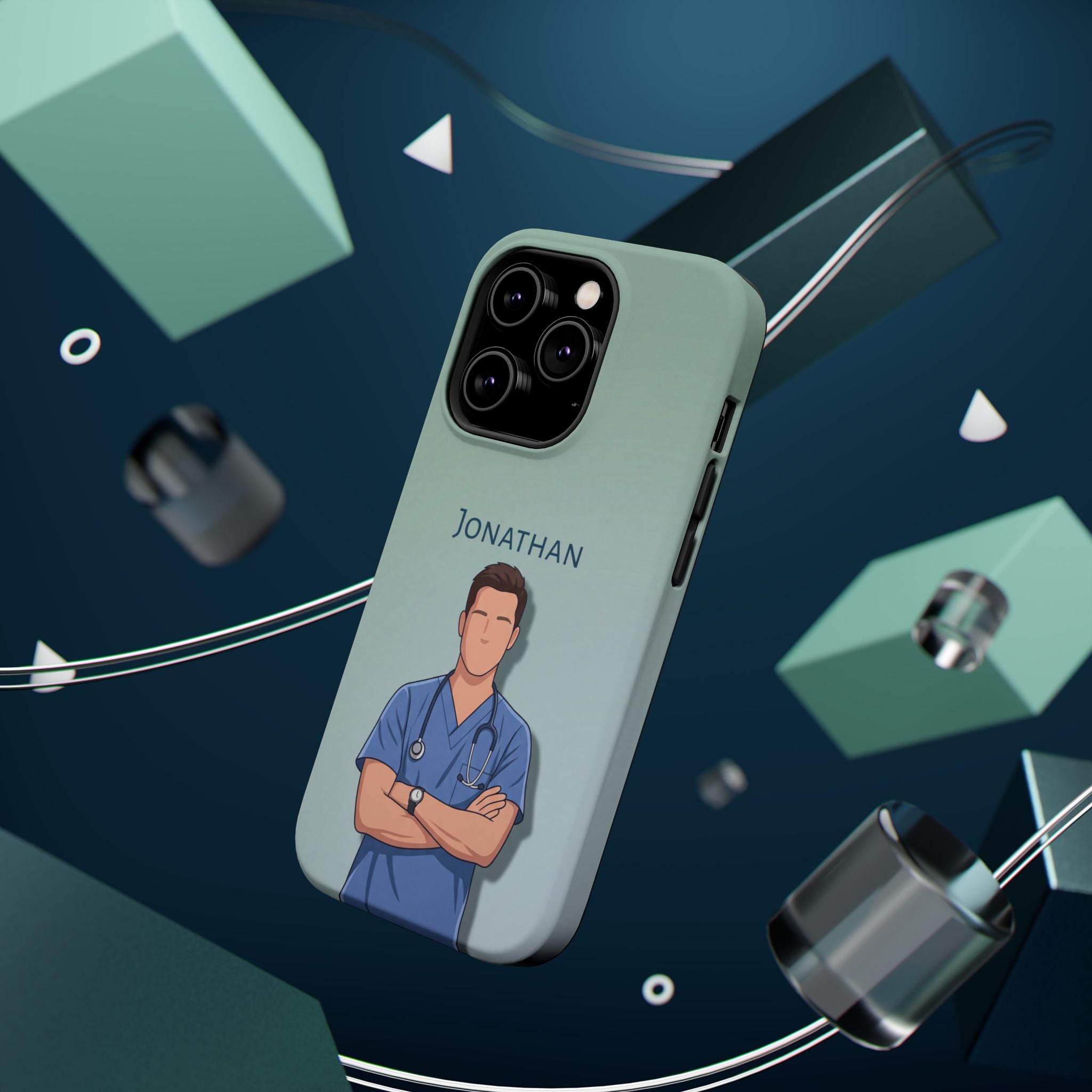 Personalized Nurse Portrait Phone Case — Impact-Resistant Wireless Charging Cover