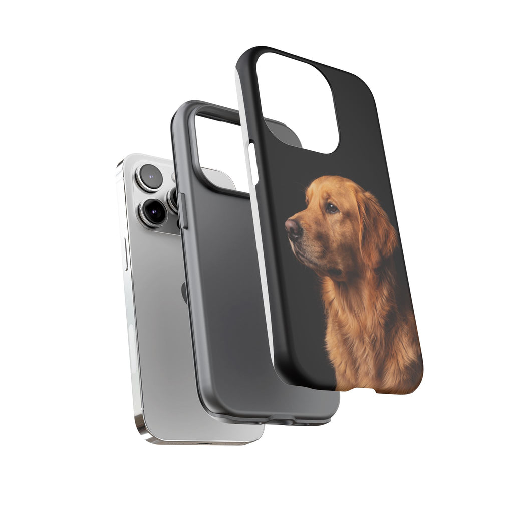 Golden Retriever Portrait Phone Case | Realistic Dog Photo on Black Background | iPhone & Samsung