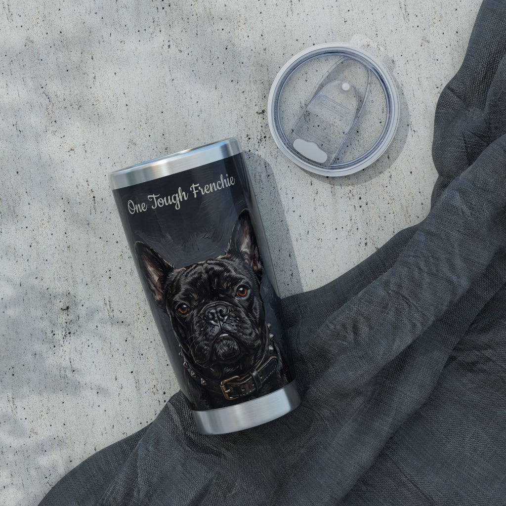 Personalized Frenchie Tumbler – One Tough Frenchie Travel Mug, Custom Name Gift for Dog Dad